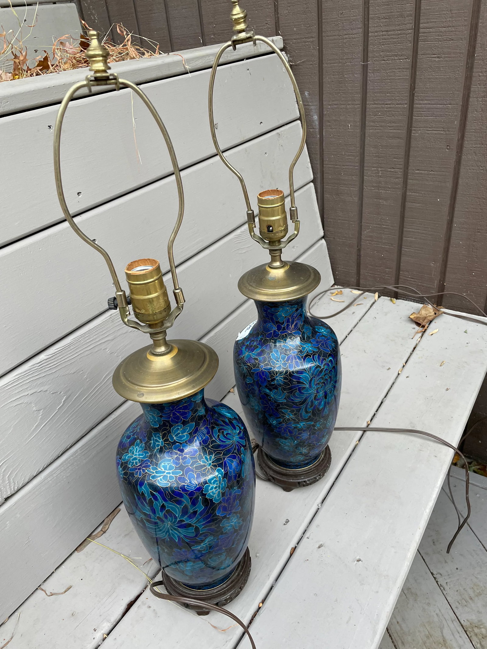 1980s Chinese Blue Porcelain Jar Lamps - Pair of 2. - 5