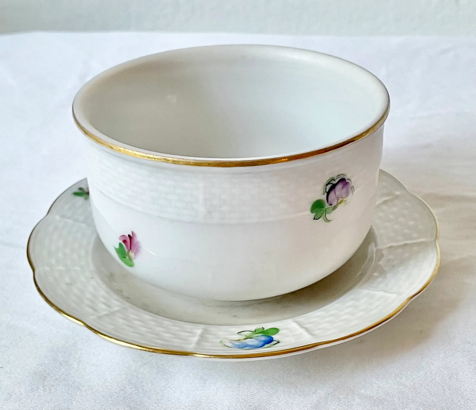 Vintage Herend Porcelain Printemps Pattern Serving Dish and Stand - 4
