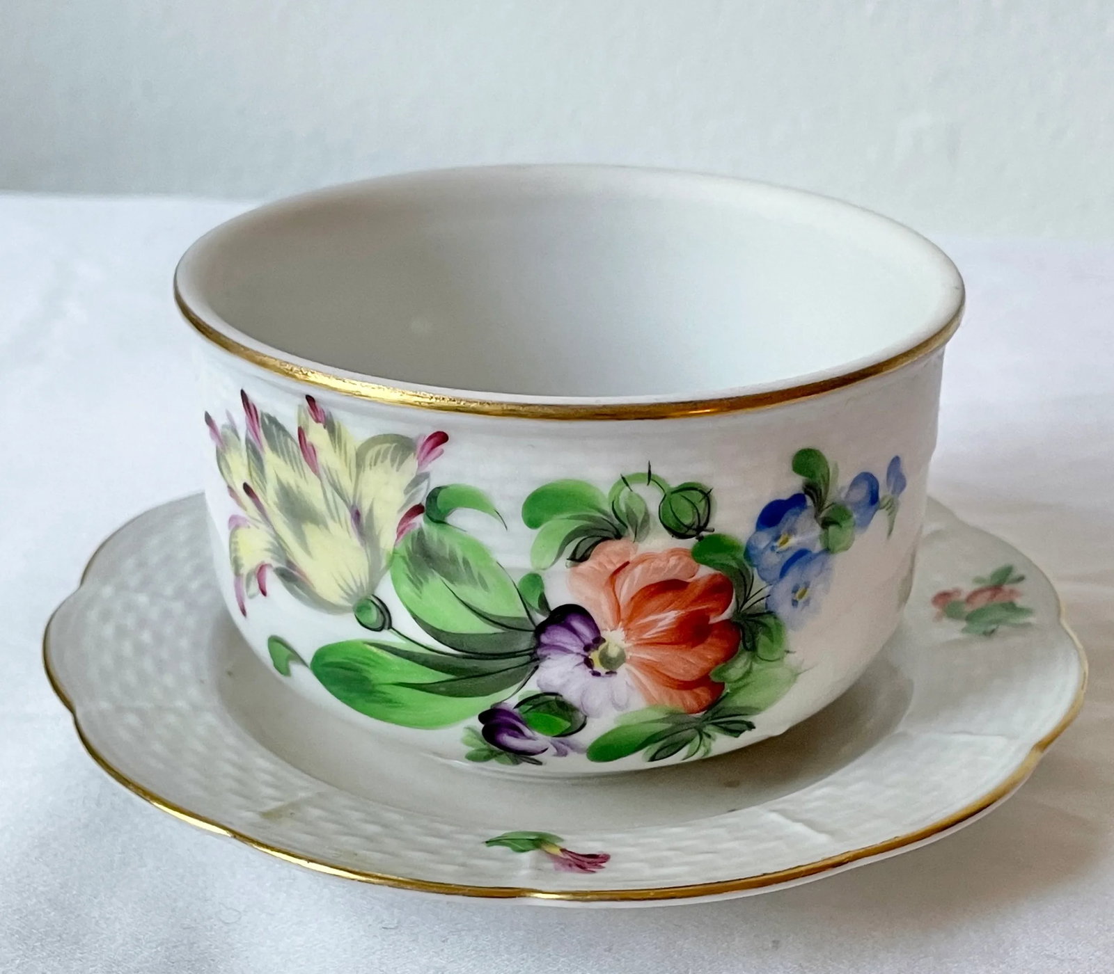 Vintage Herend Porcelain Printemps Pattern Serving Dish and Stand - 7