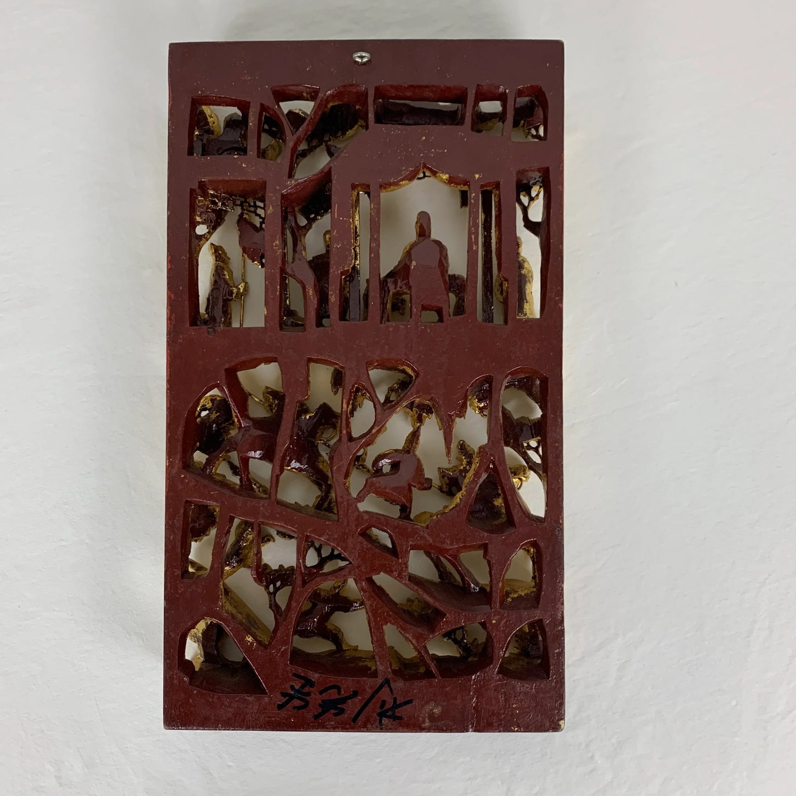 Antique Large Chinese Carved Git Wood Court Scene - 5