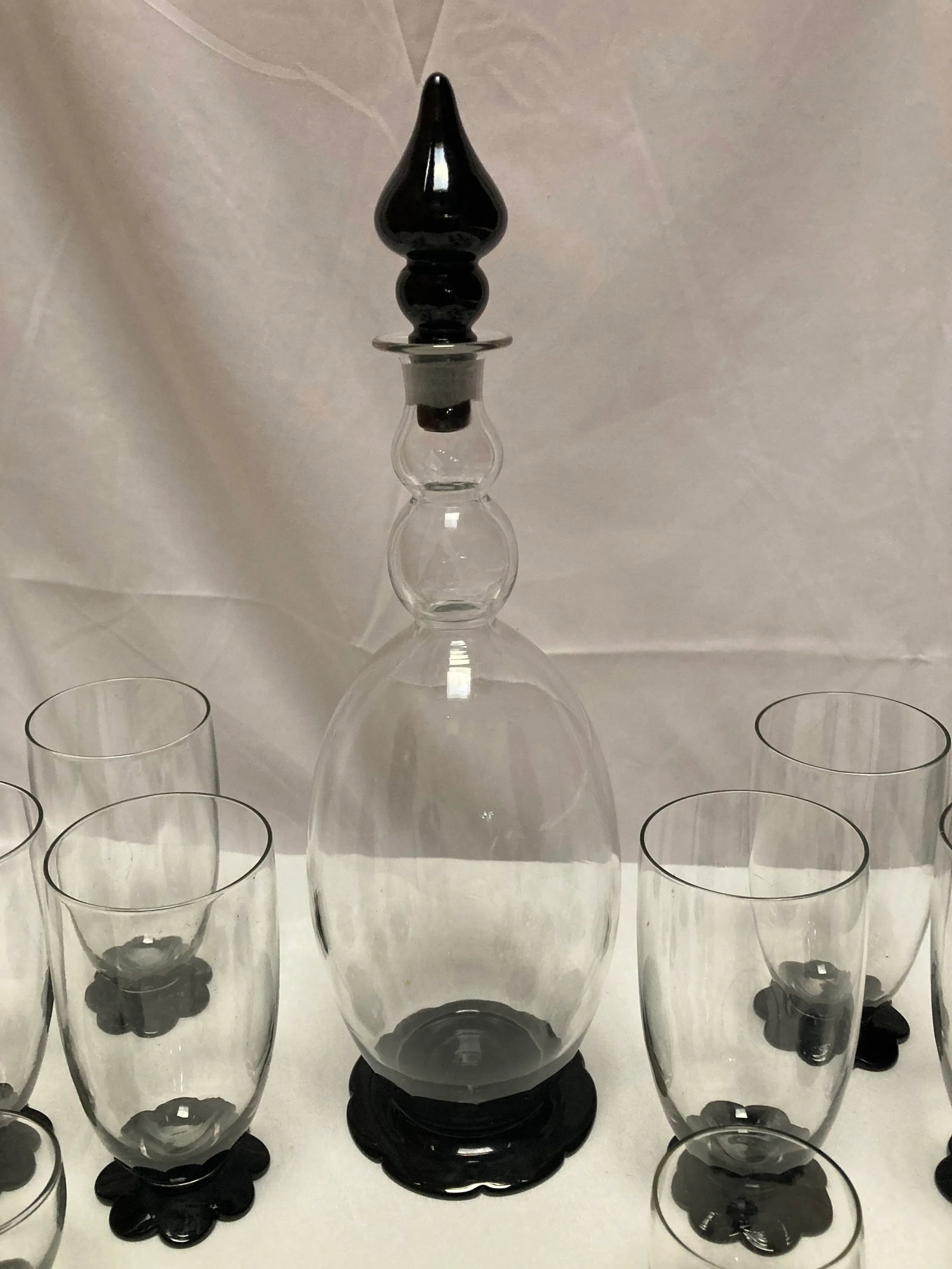 1920s H. C. Fry Lily Petal Art Deco Decanter & Glassware Set- 13 Pieces - 2