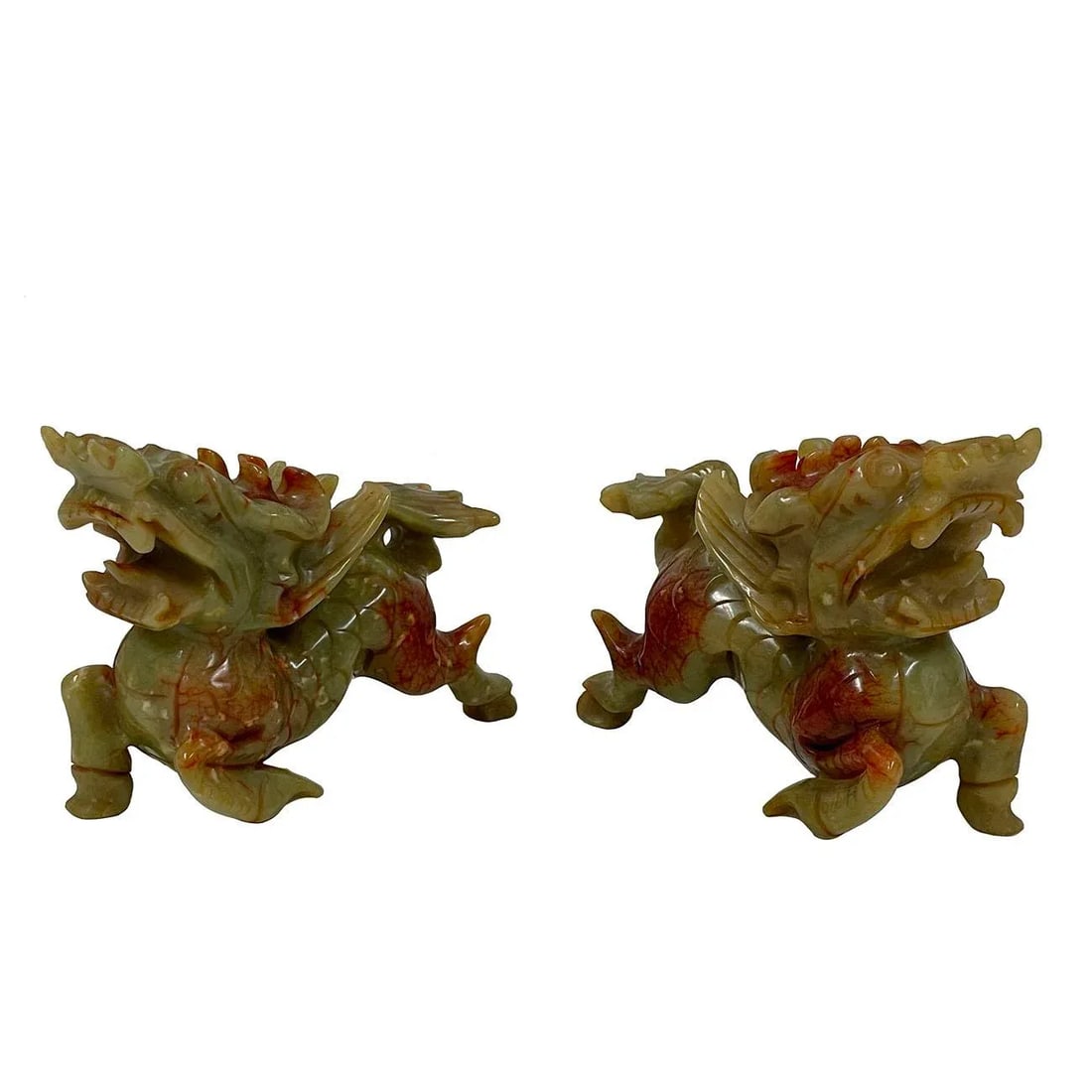 Vintage Chinese Carved Jade Kilim Statues - a Pair - 3
