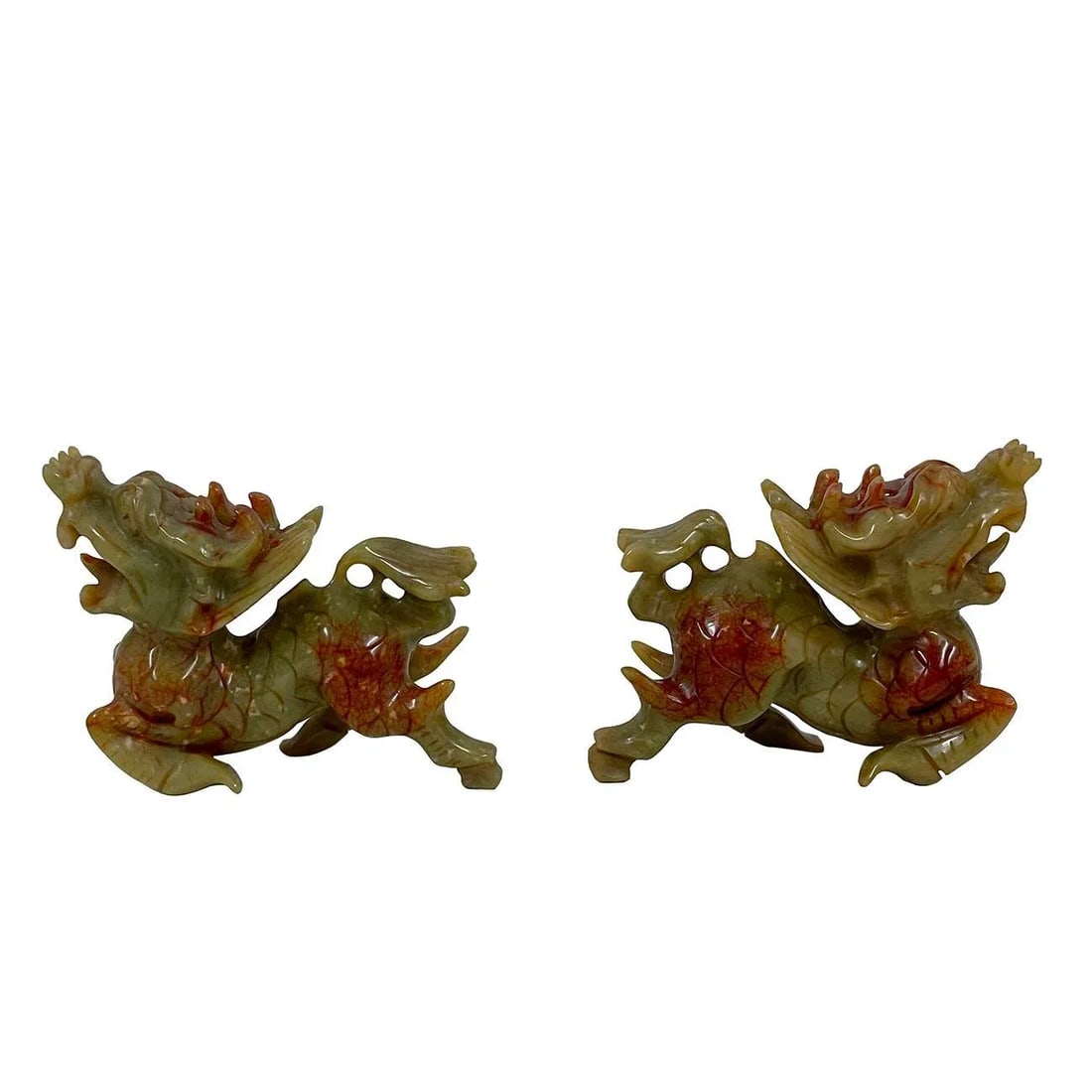 Vintage Chinese Carved Jade Kilim Statues - a Pair - 4