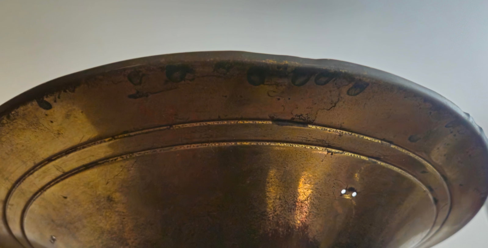 1930s Art Deco Torchiere Brass Trumpet Shade Floor Lamp - 9