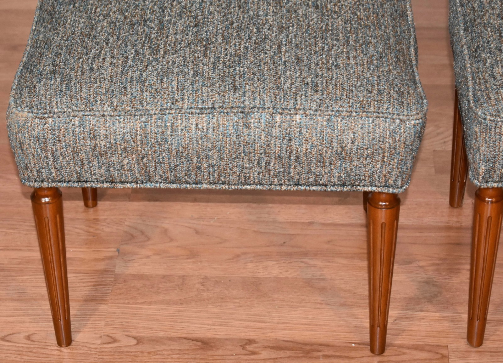 1920 Antique French Louis XVI Walnut Pair Footstools / Ottoman New Upholstery - 8