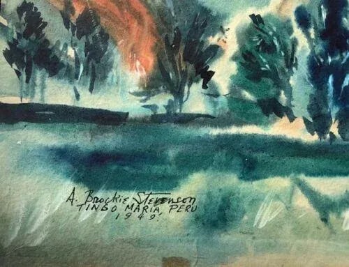 1949 "Tingo Maria, Peru" Expressionist Landscape Watercolor Painting by A. Brockie Stevenson - 2
