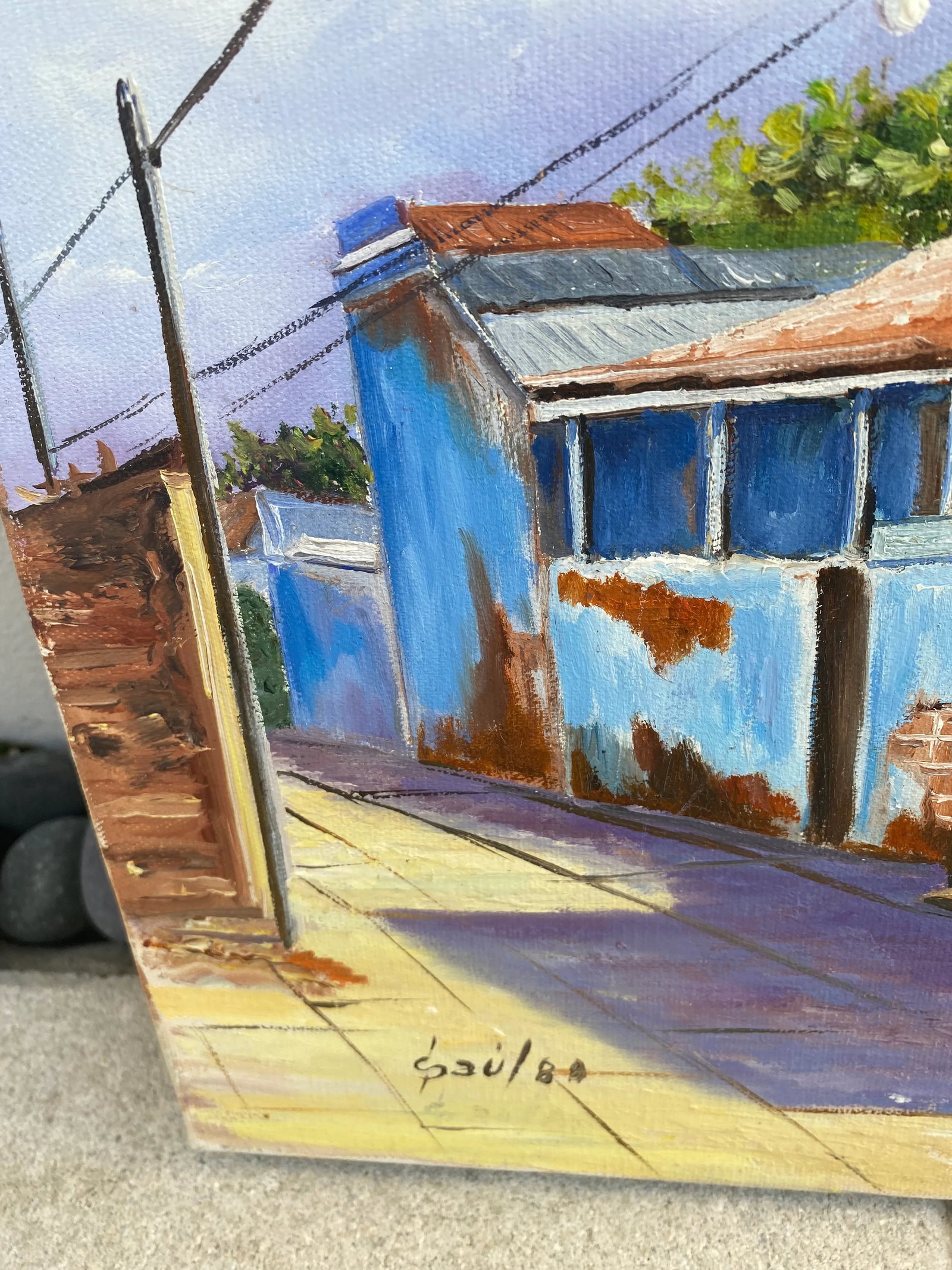 1970s Expressionist Street Scene Oil Painting - 3