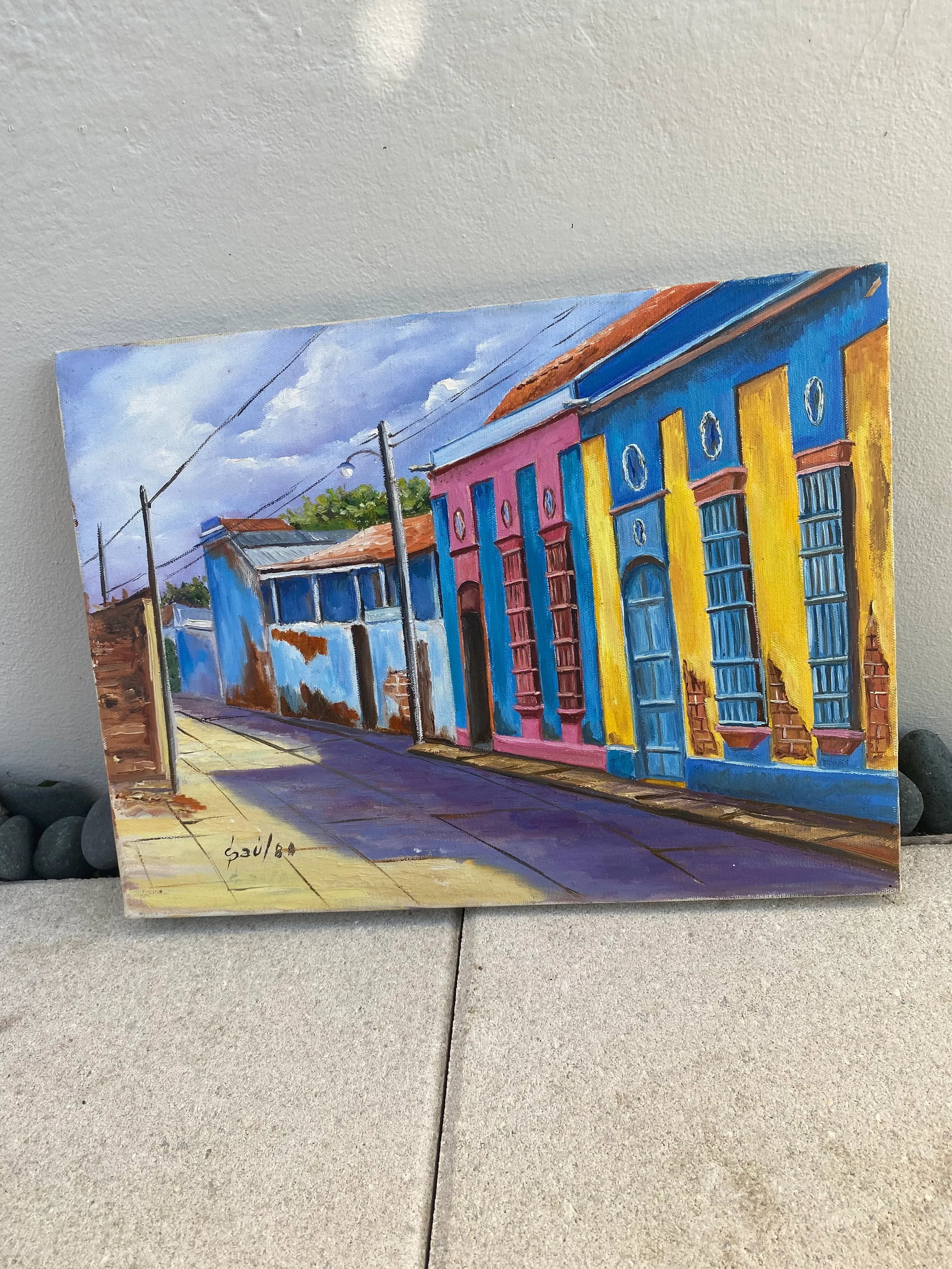 1970s Expressionist Street Scene Oil Painting - 5