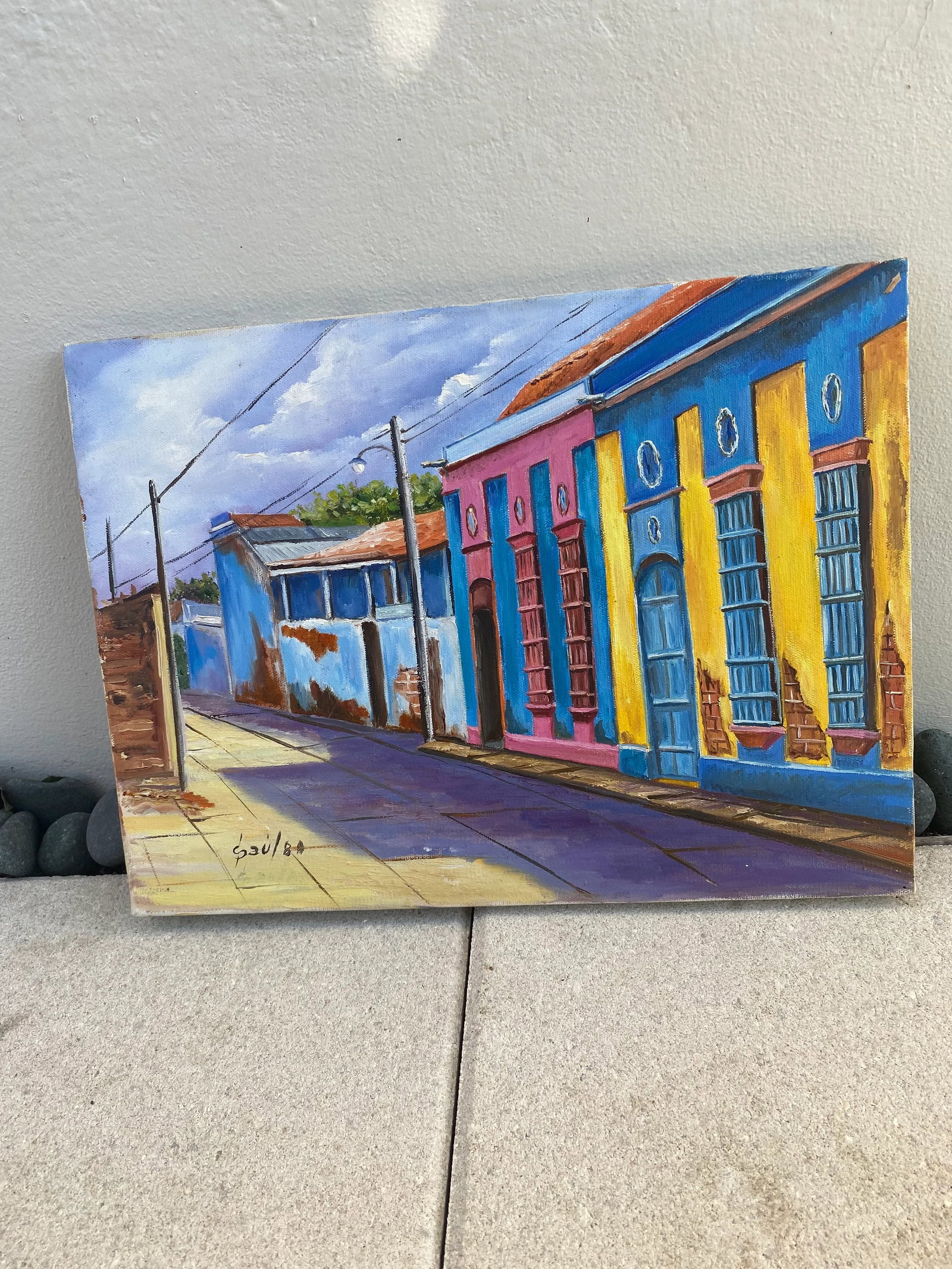 1970s Expressionist Street Scene Oil Painting - 9