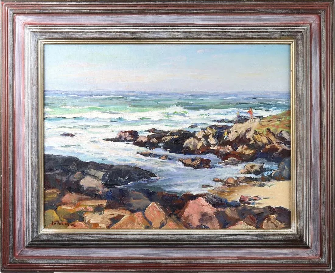 Late 20th Century Judson Perkins 'California Coast' Original Seascape Painting, Framed (1 of 4)