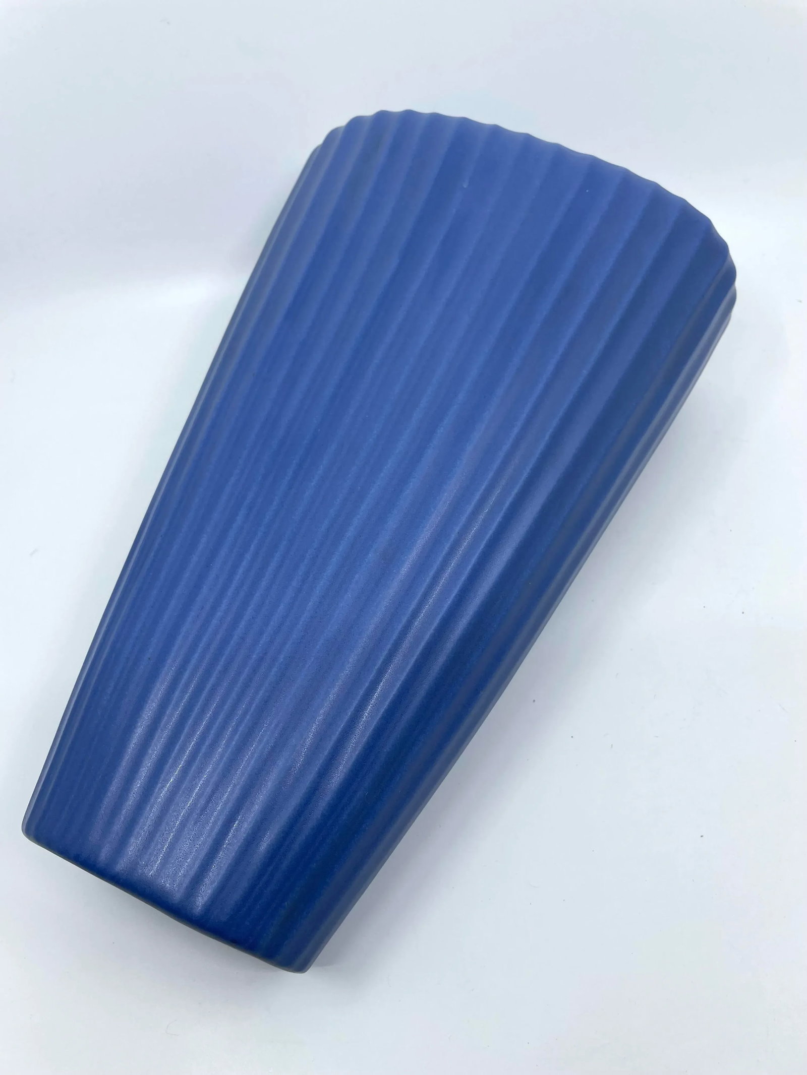Vintage Blue Art Deco Textured Vase - 3