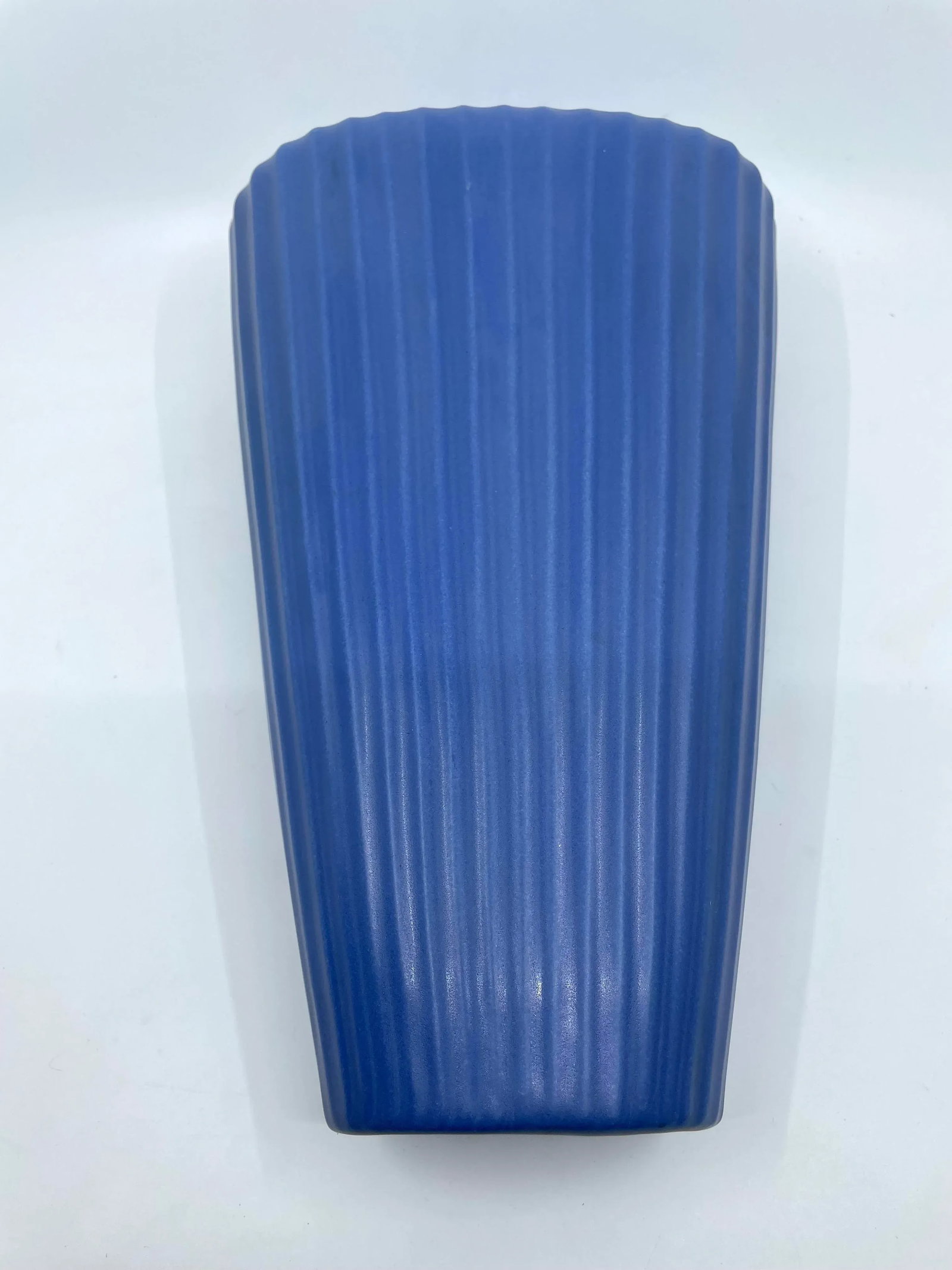 Vintage Blue Art Deco Textured Vase - 4