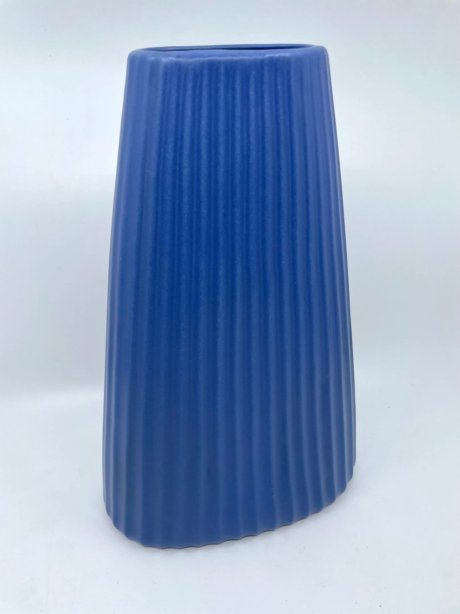 Vintage Blue Art Deco Textured Vase - 5