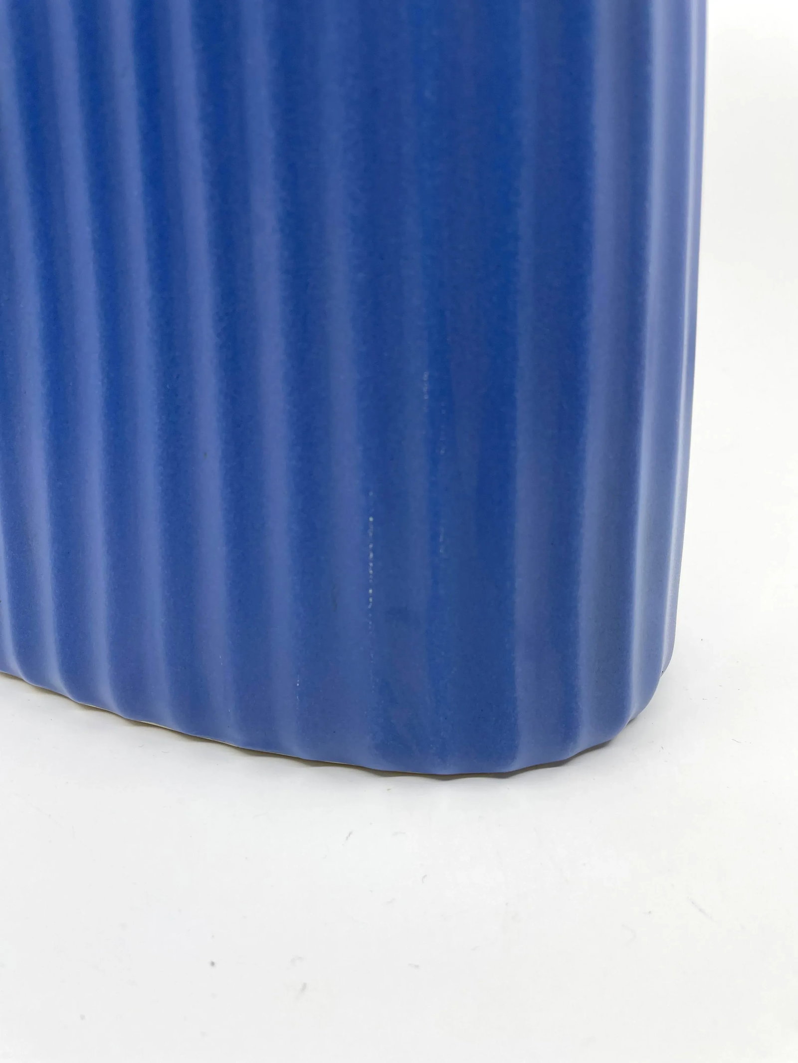 Vintage Blue Art Deco Textured Vase - 6