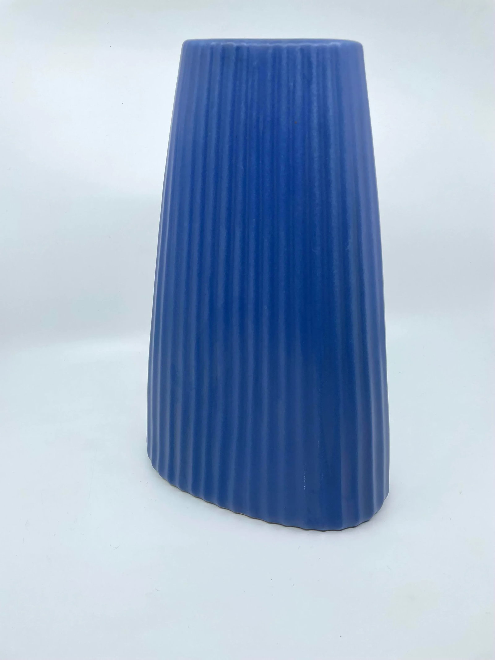 Vintage Blue Art Deco Textured Vase - 8