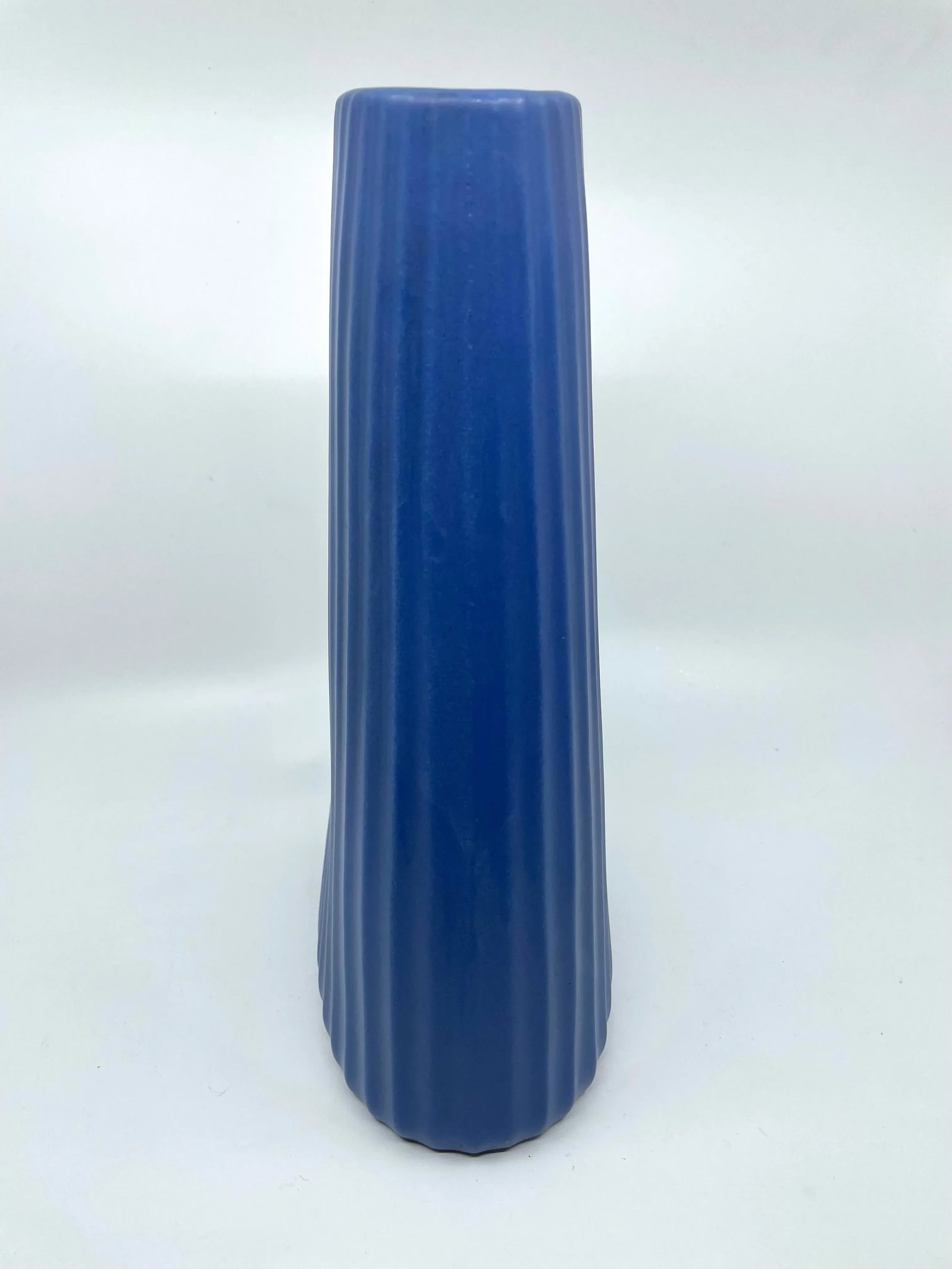 Vintage Blue Art Deco Textured Vase - 9