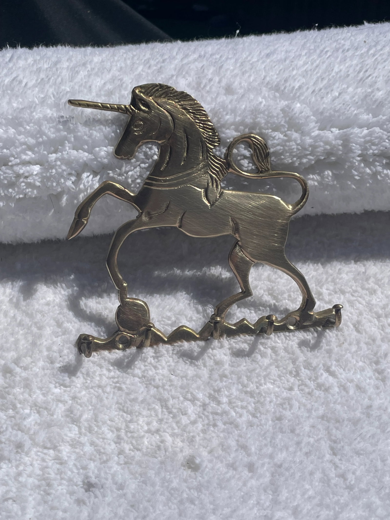 Whimsical Brass Unicorn Key Ring Holder - 4
