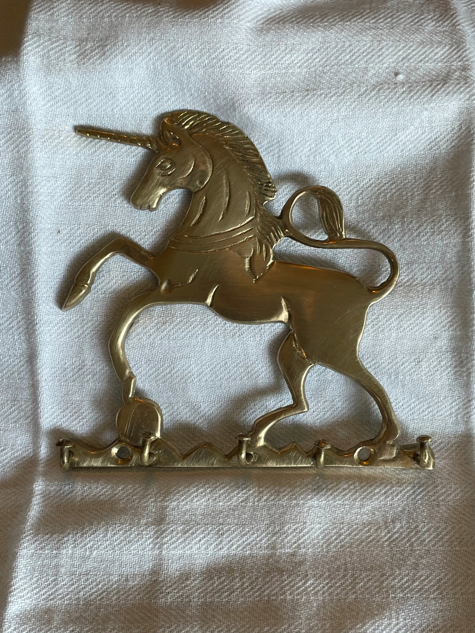 Whimsical Brass Unicorn Key Ring Holder - 9