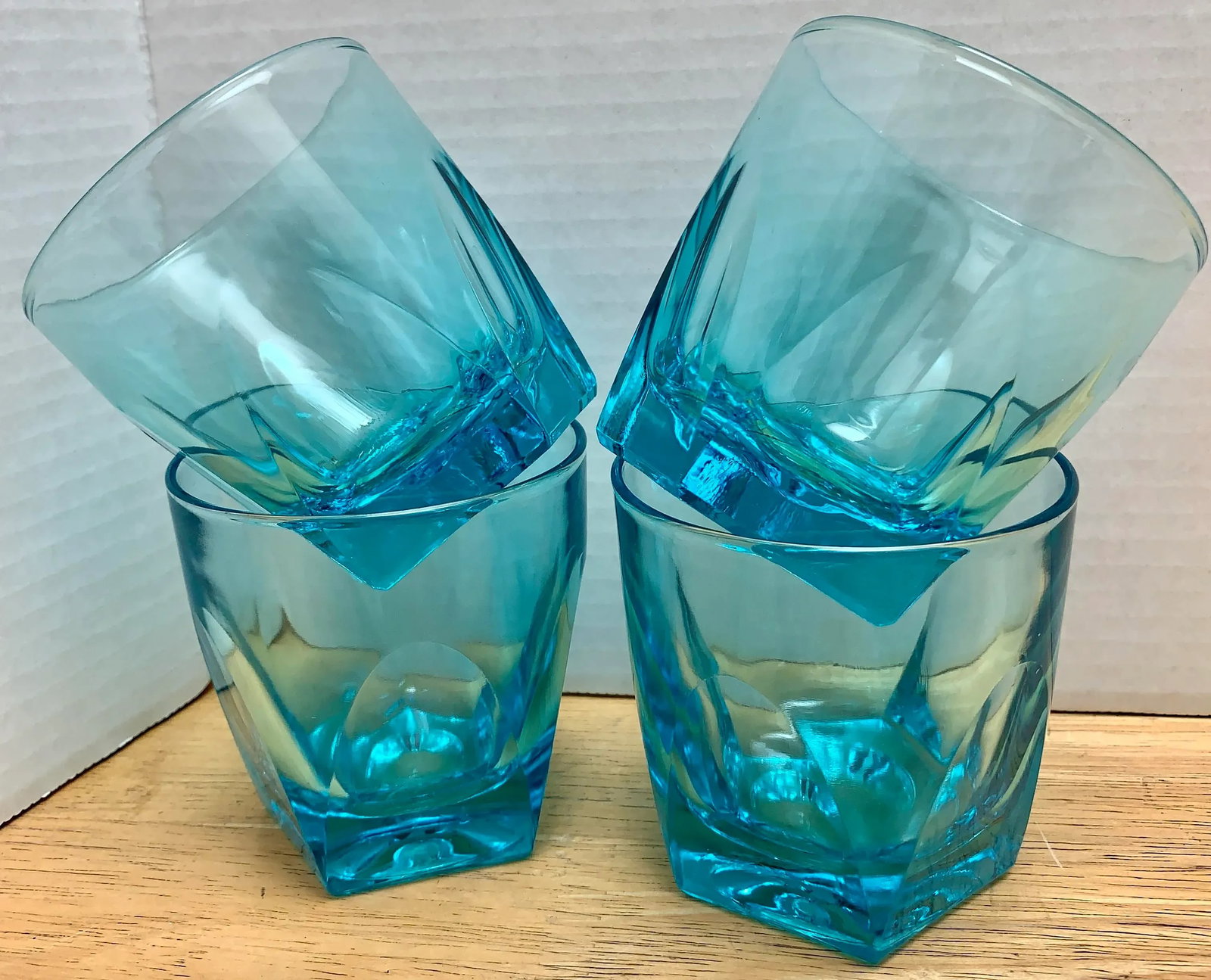 Vintage Blue Lowball Glasses- Set of 4 - 12