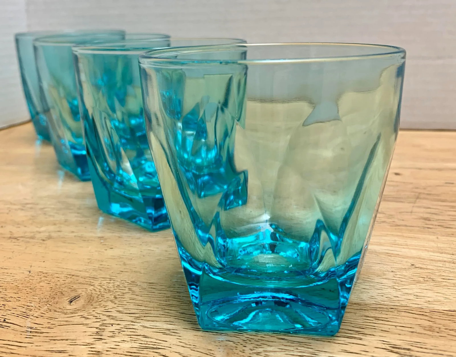 Vintage Blue Lowball Glasses- Set of 4 - 2