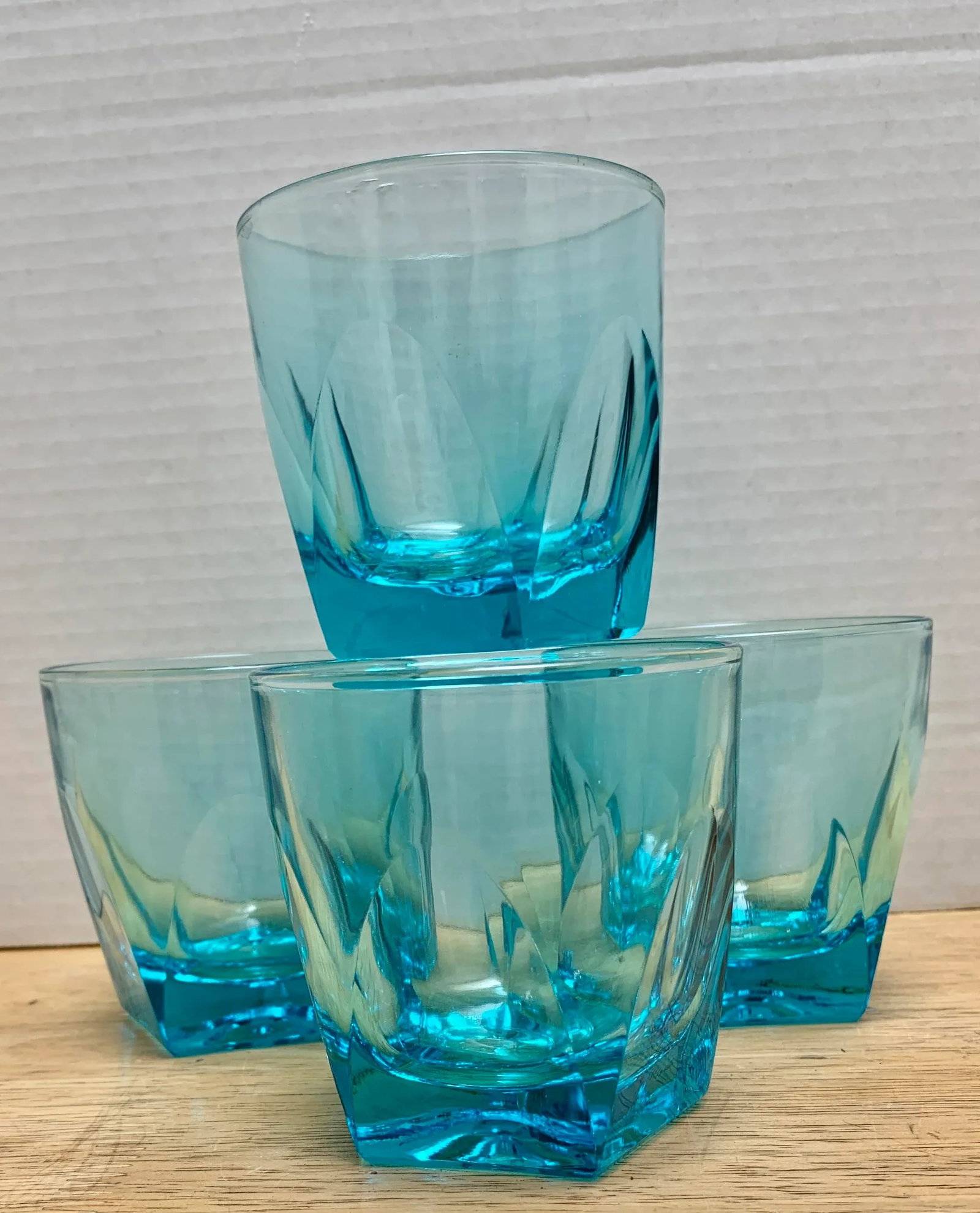 Vintage Blue Lowball Glasses- Set of 4 - 3