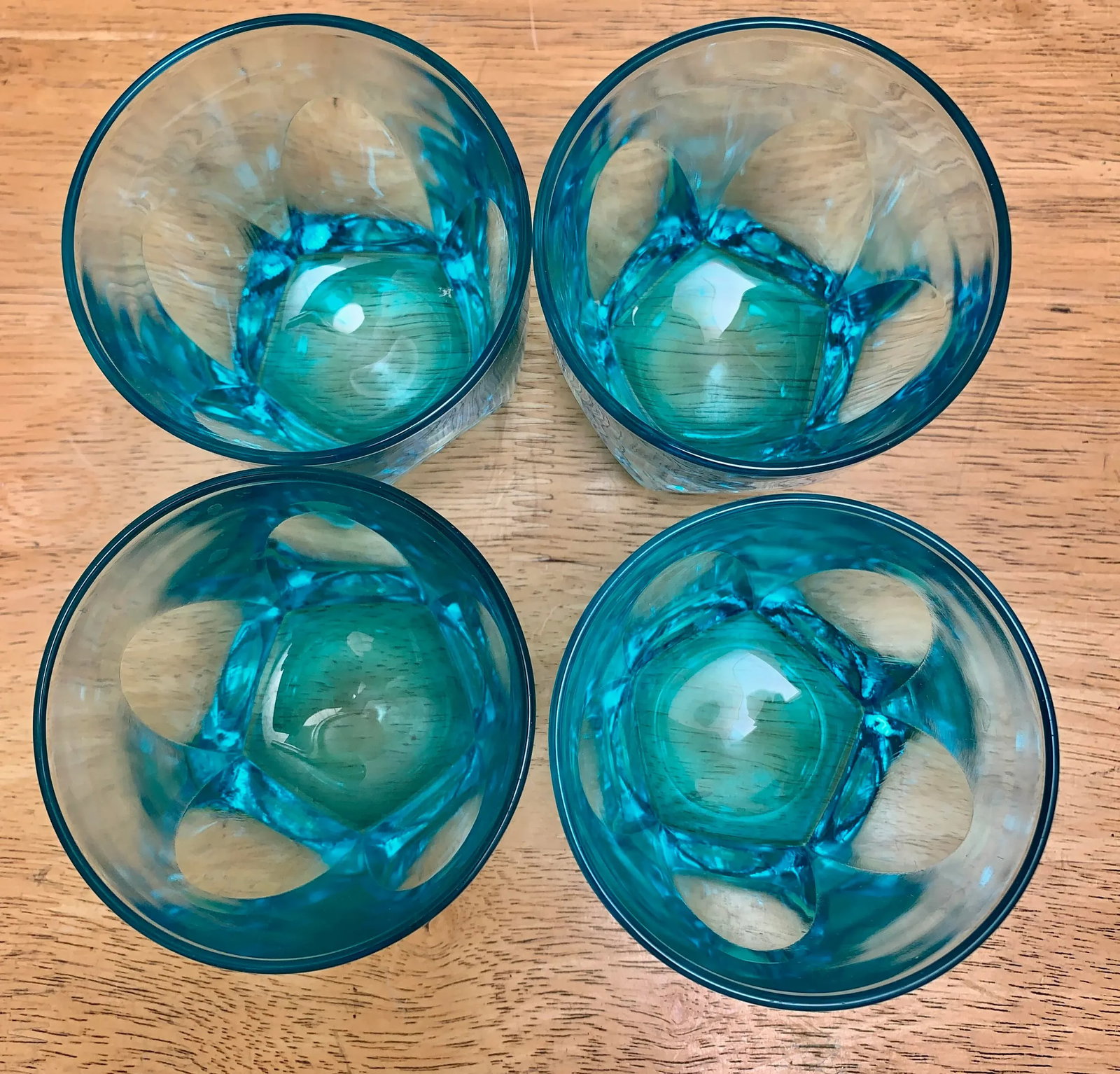 Vintage Blue Lowball Glasses- Set of 4 - 4