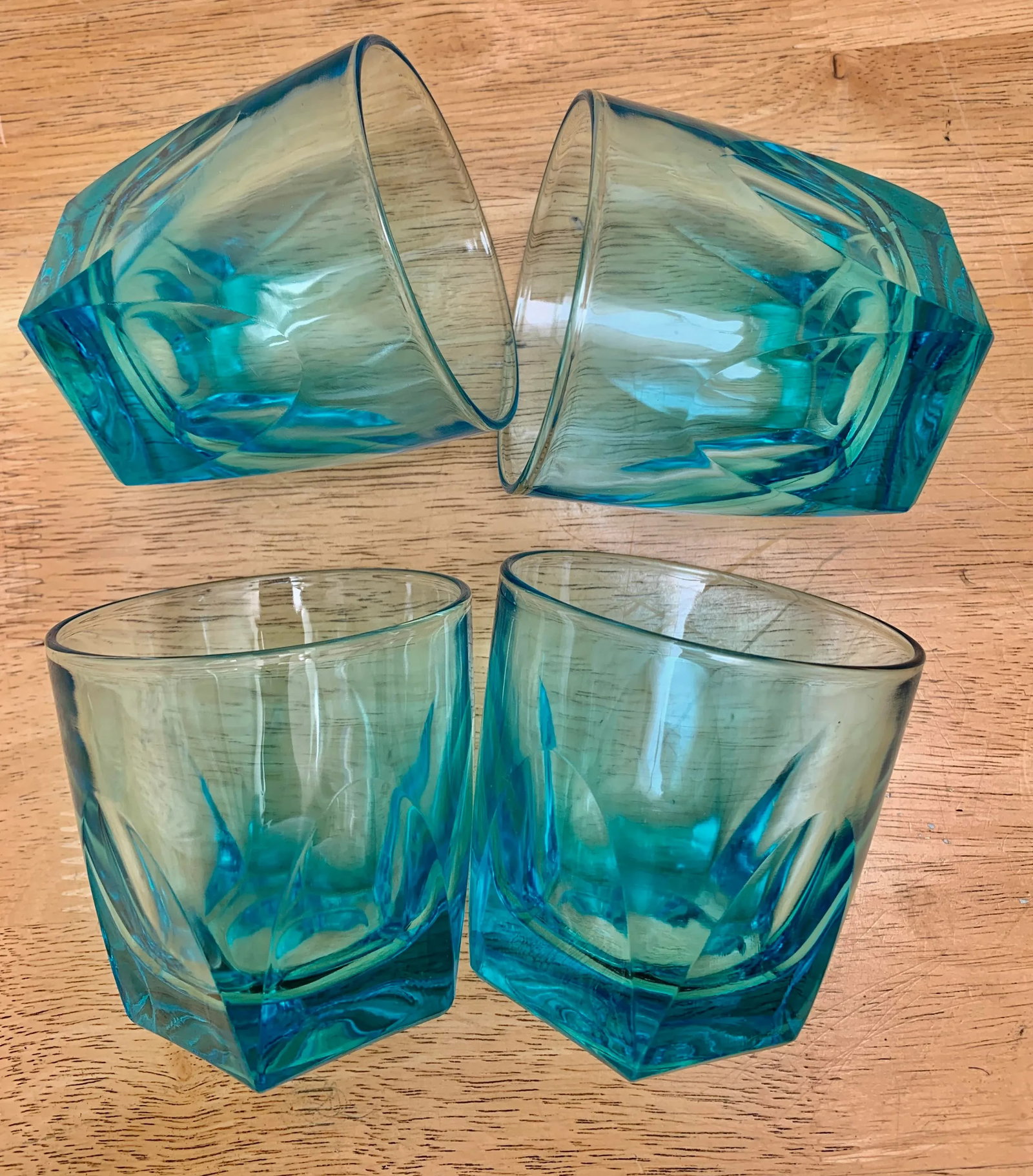 Vintage Blue Lowball Glasses- Set of 4 - 9