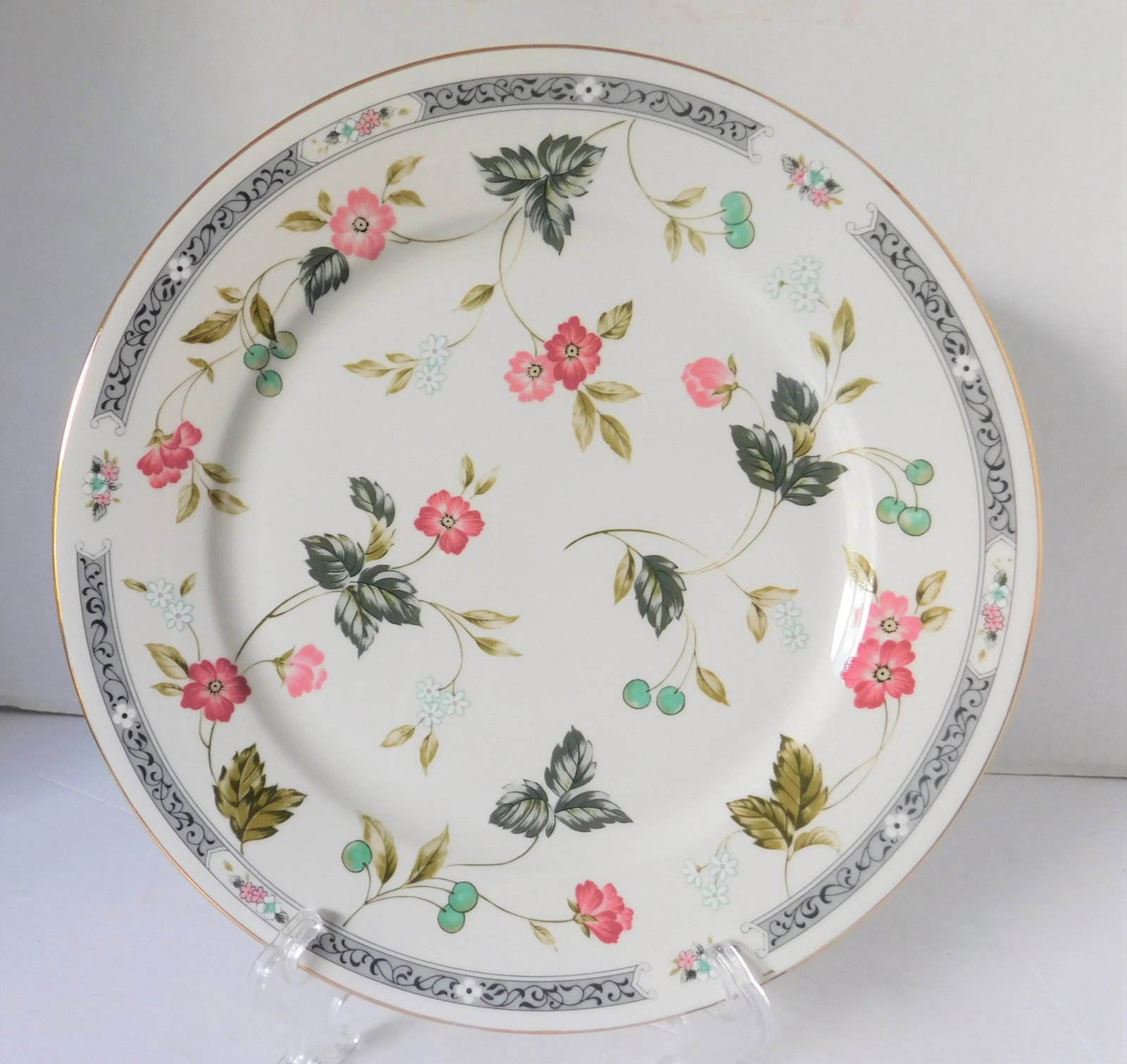 1980s Andra Sadek Vintage Floral Chinoiserie, Hollywood Regency Porcelain Cake/Serving Plate - 12