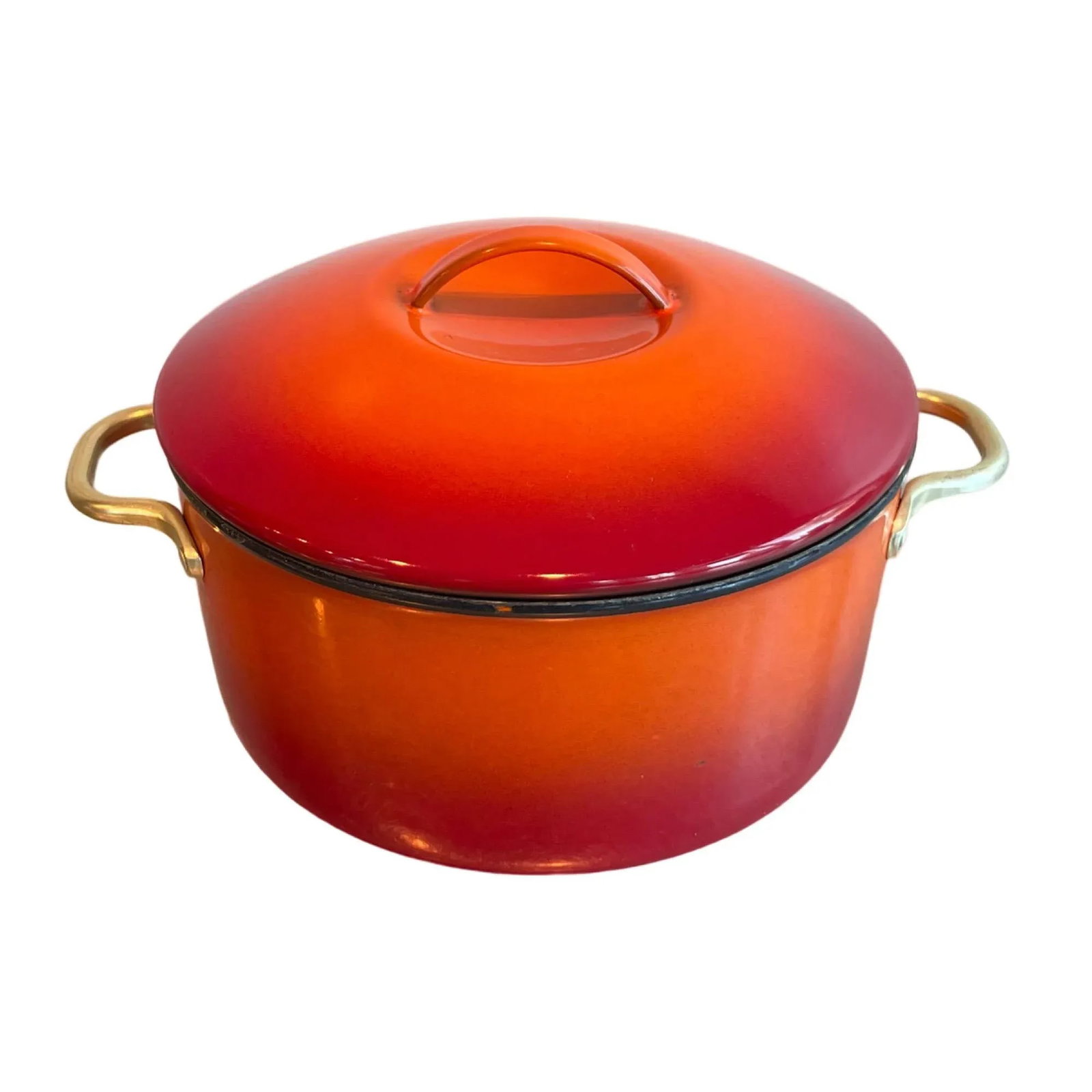 Mid Century Modern Enameled Pot With Lid - 2