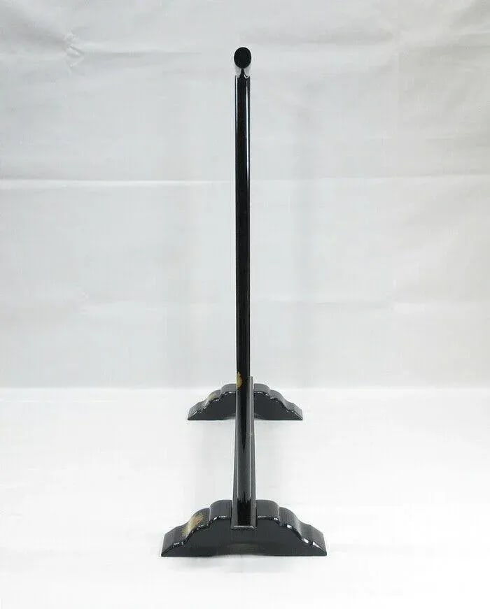 Early 20th Century Meiji Japanese Towel Rack Child's Kimono Lacquer Wood Black Gold Family Crest Dis - 12