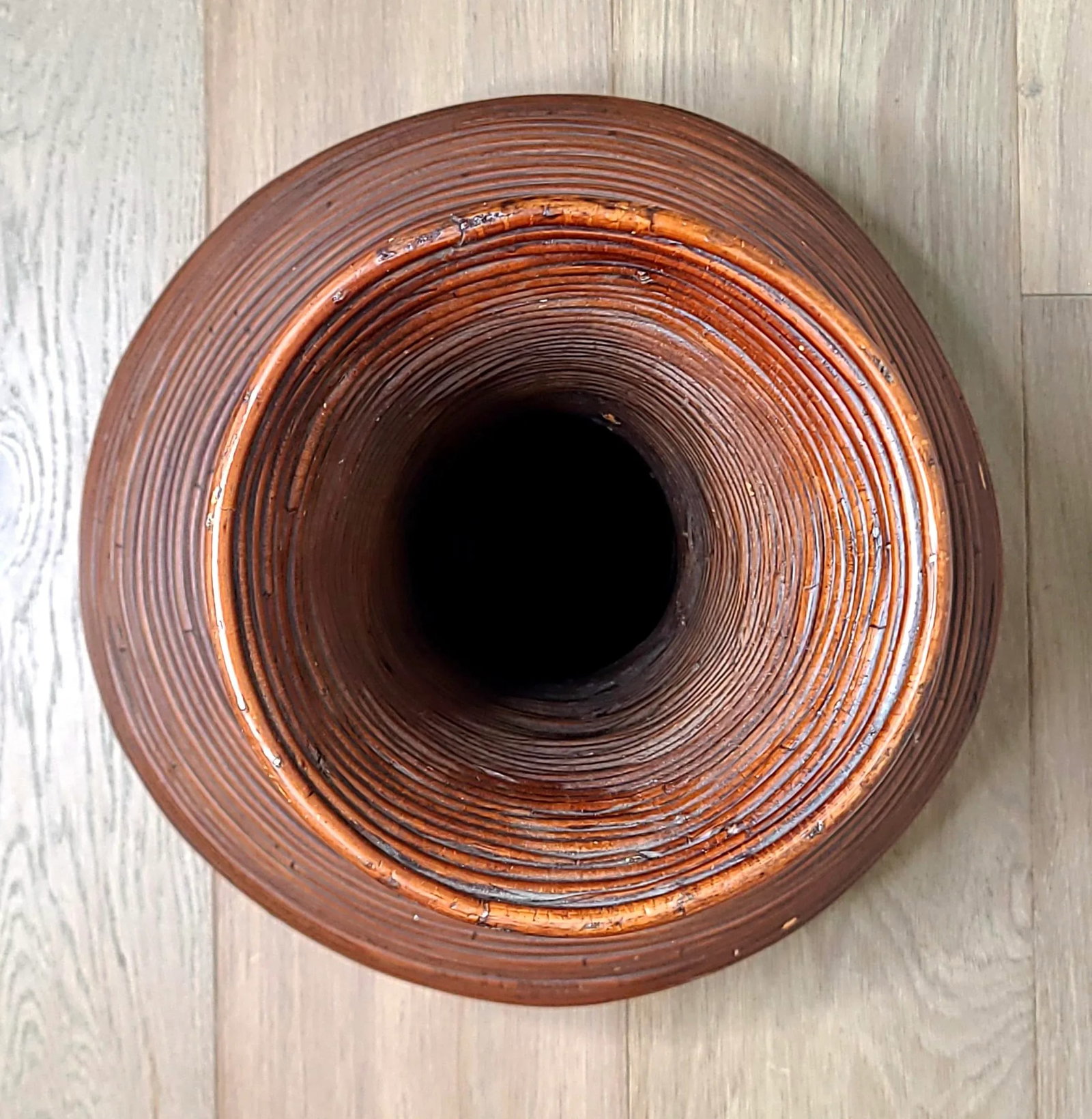 1970's Gabriella Crespi Attributed Pencil Reed Rattan Floor Vase - 4