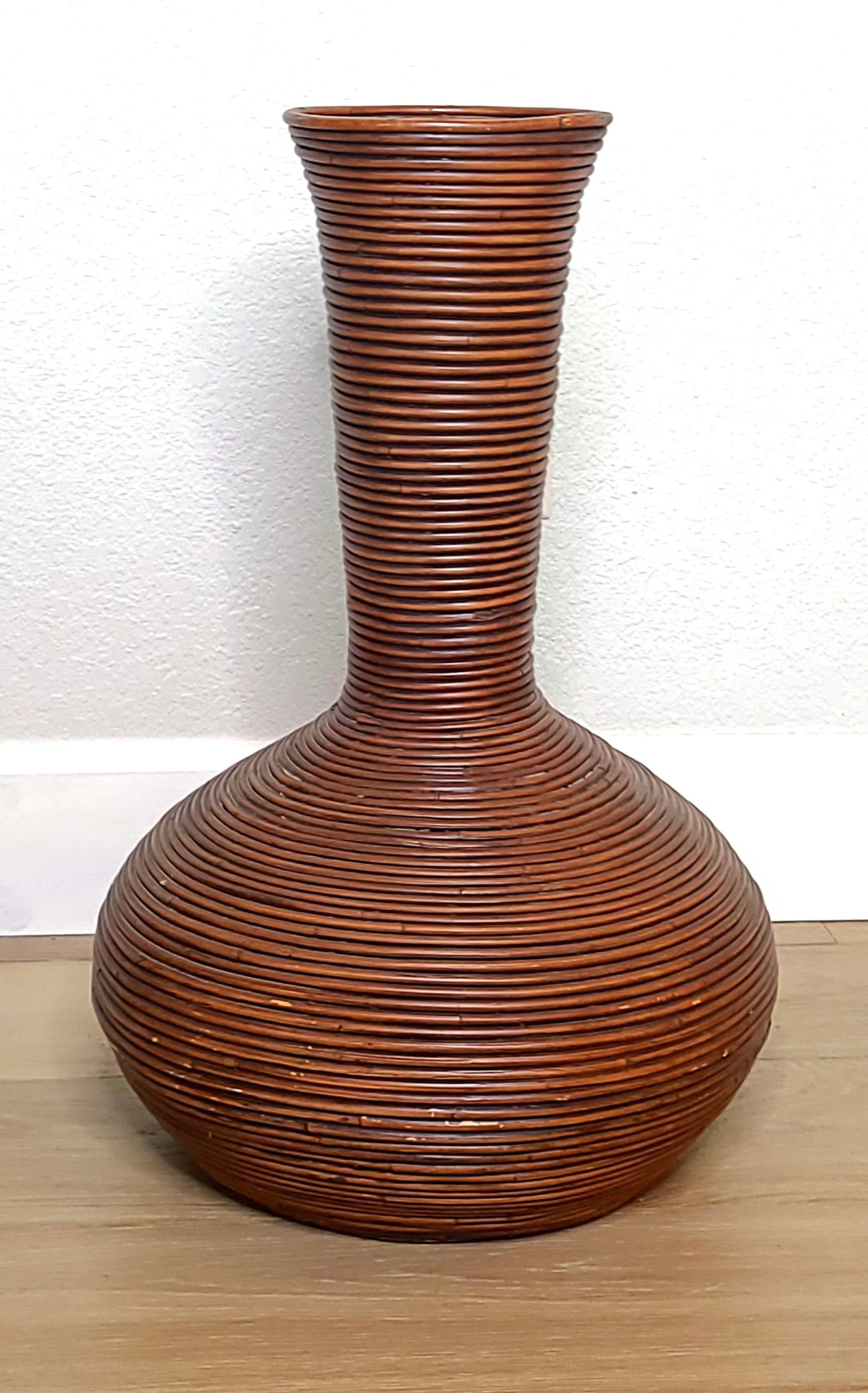 1970's Gabriella Crespi Attributed Pencil Reed Rattan Floor Vase - 8