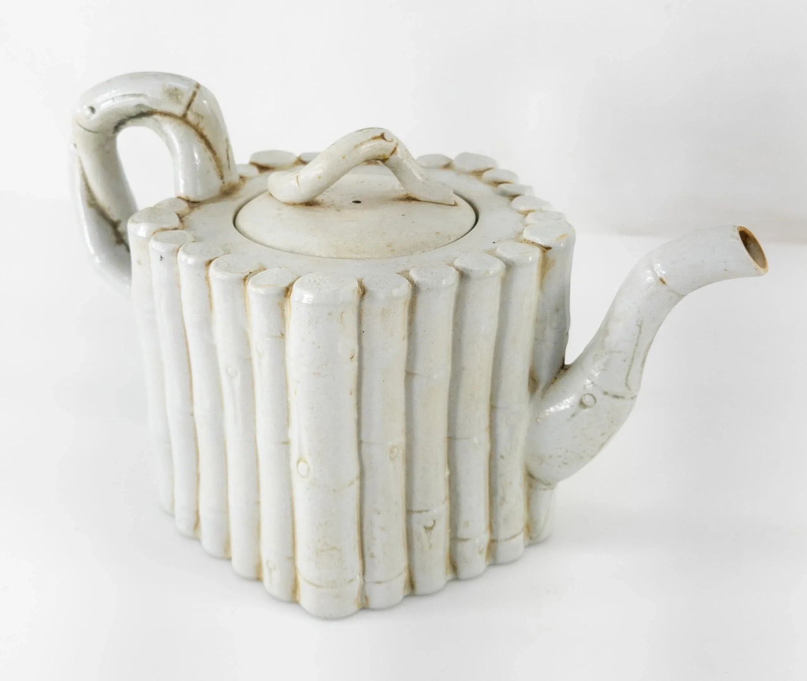 Decorative Chinoiserie Faux-Bamboo Pottery Teapot - 2