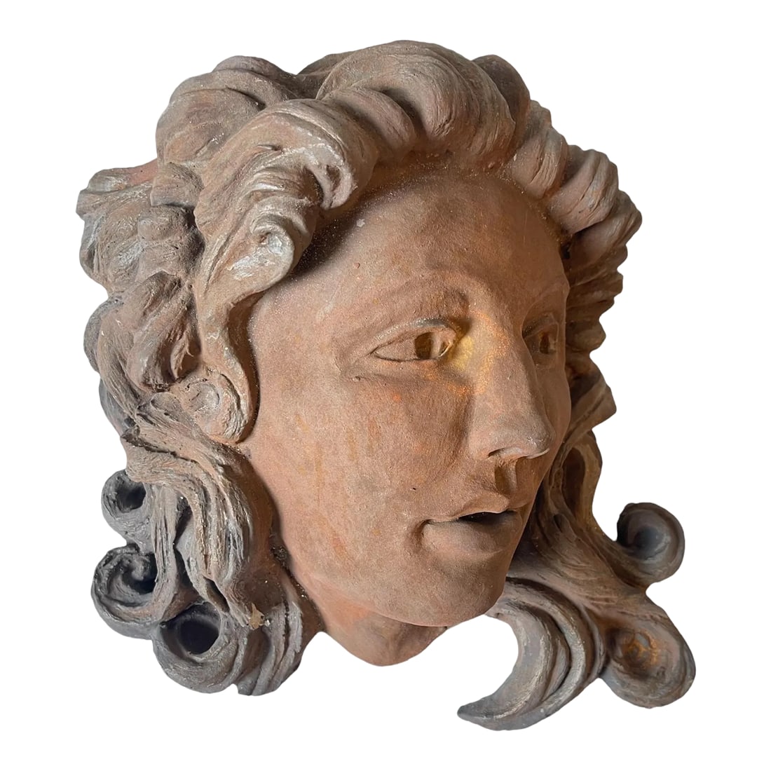 Antique Art Nouveau Sculpted Ceramic Cement Bust Planter Wall Sconce (1 of 11)