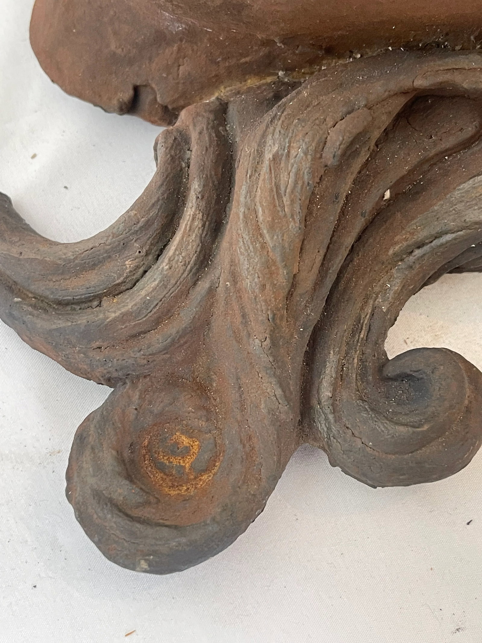 Antique Art Nouveau Sculpted Ceramic Cement Bust Planter Wall Sconce - 5