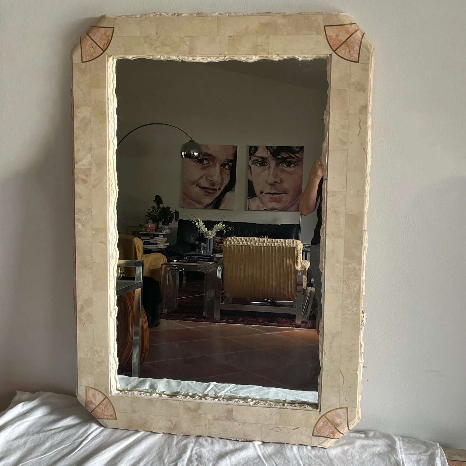 1980s Maitland Smith Tessellated Stone Mirror Mactan Stone - 2