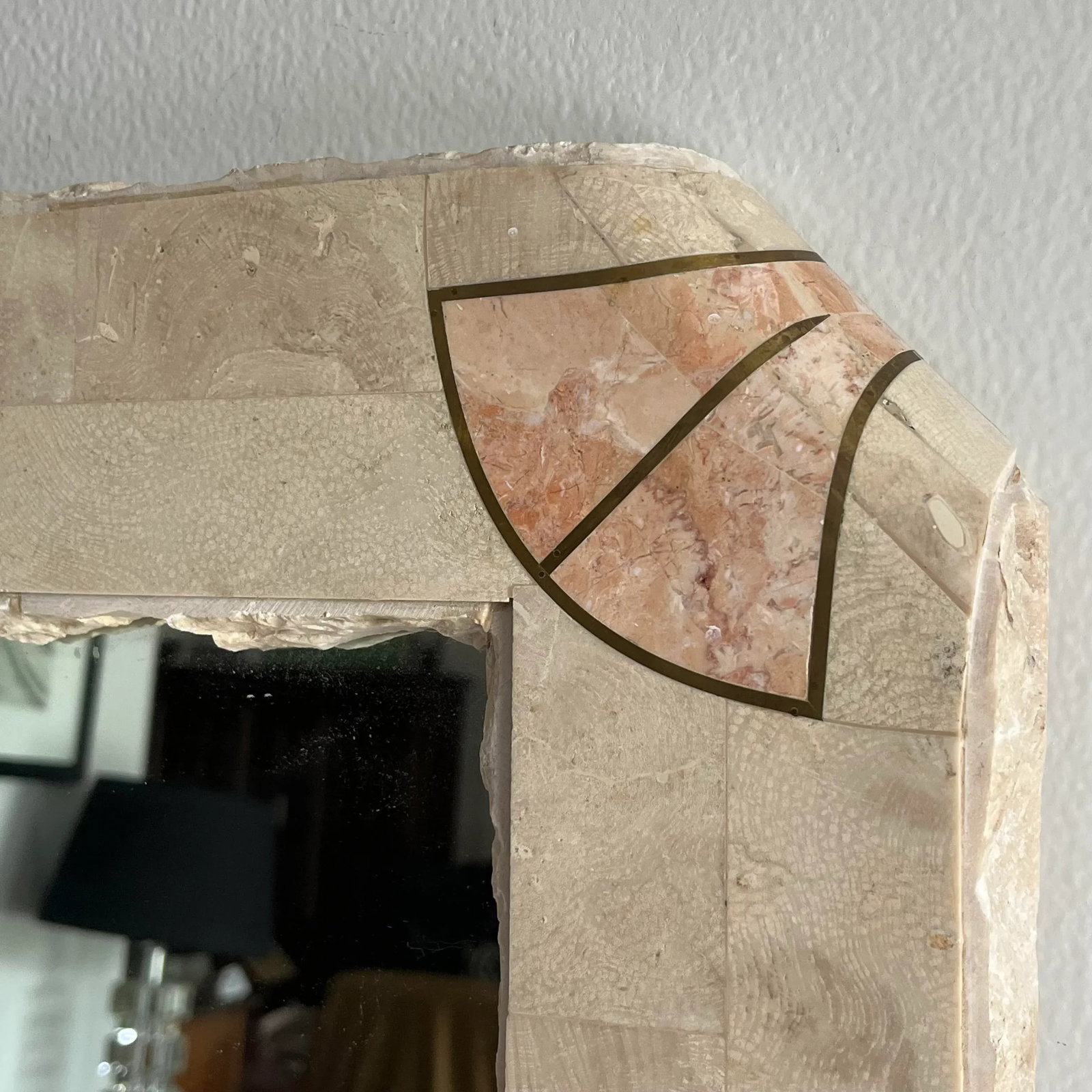 1980s Maitland Smith Tessellated Stone Mirror Mactan Stone - 3