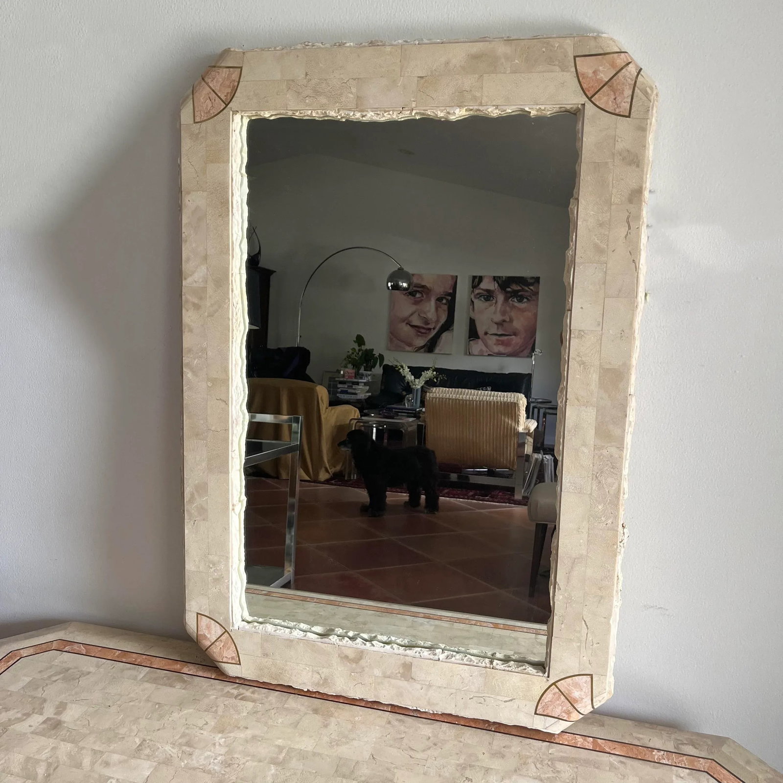1980s Maitland Smith Tessellated Stone Mirror Mactan Stone - 7