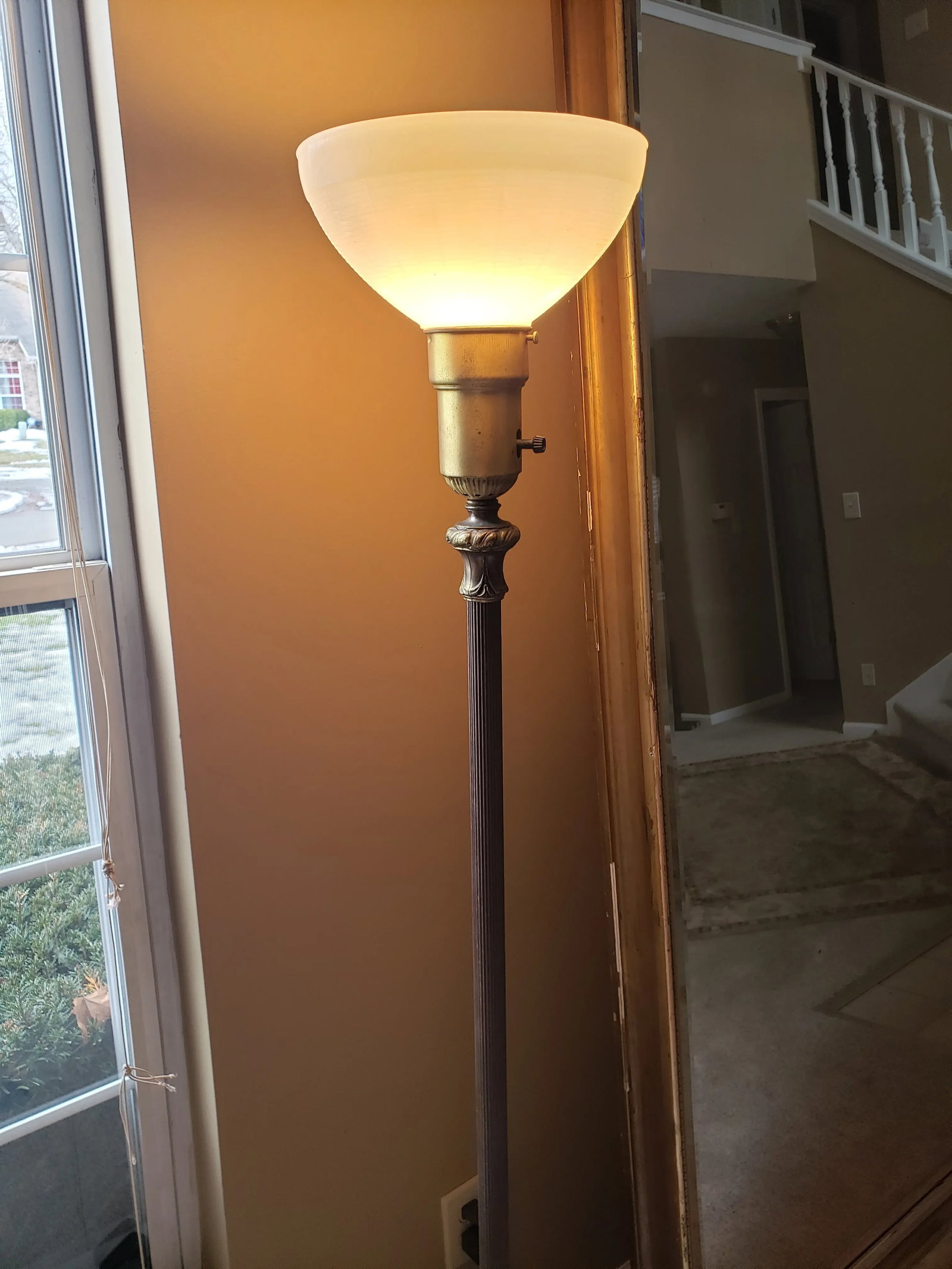 Mid 20th Century Torchiere Lamp in Brass and Alabaster Marble - 2