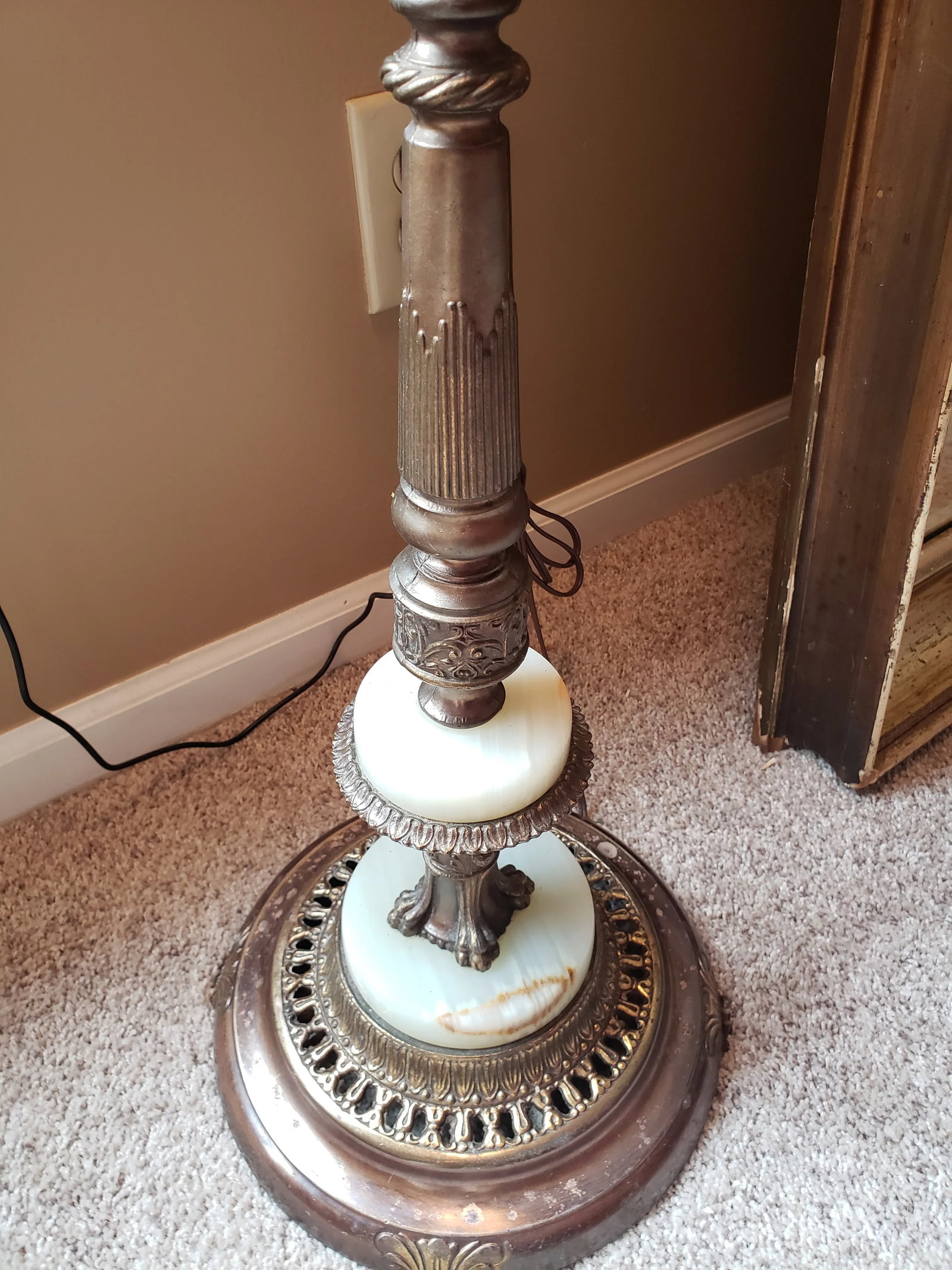 Mid 20th Century Torchiere Lamp in Brass and Alabaster Marble - 4