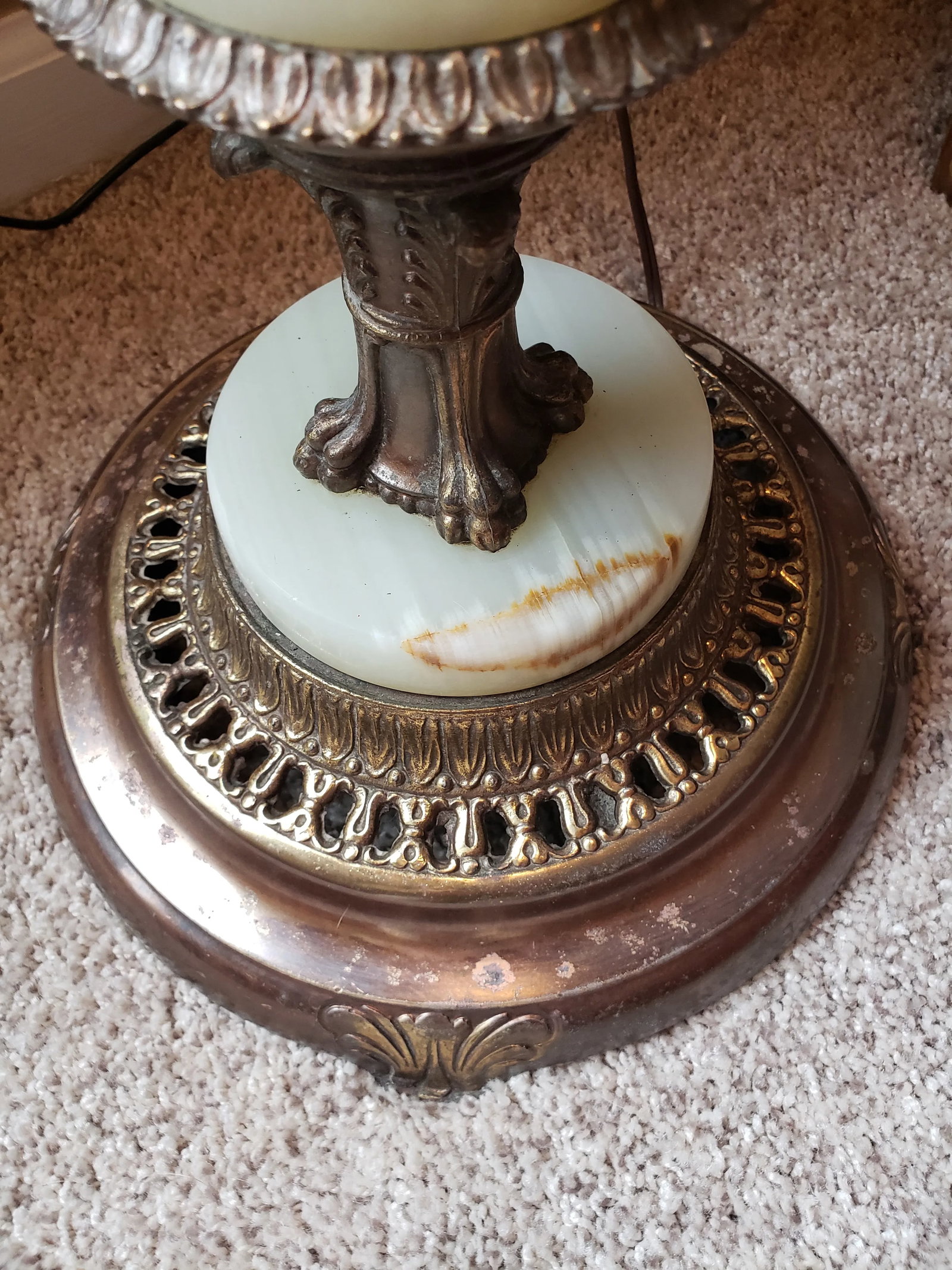 Mid 20th Century Torchiere Lamp in Brass and Alabaster Marble - 6