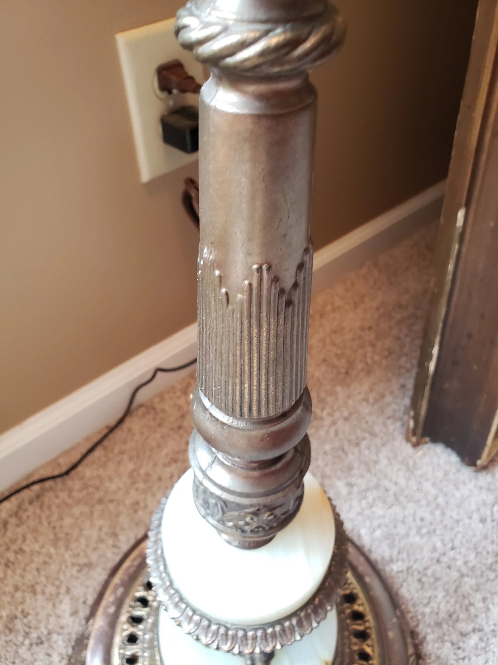 Mid 20th Century Torchiere Lamp in Brass and Alabaster Marble - 7