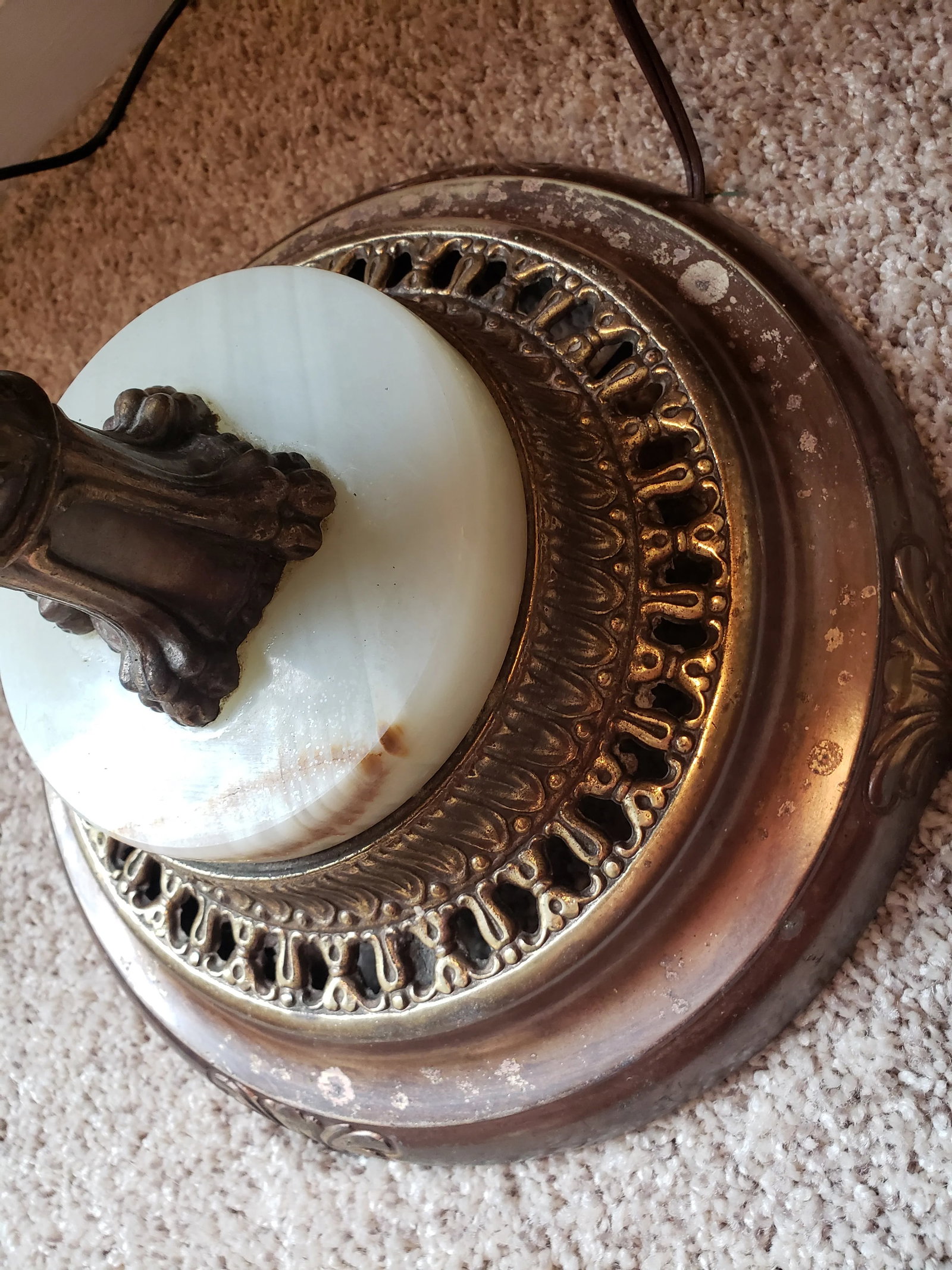 Mid 20th Century Torchiere Lamp in Brass and Alabaster Marble - 8