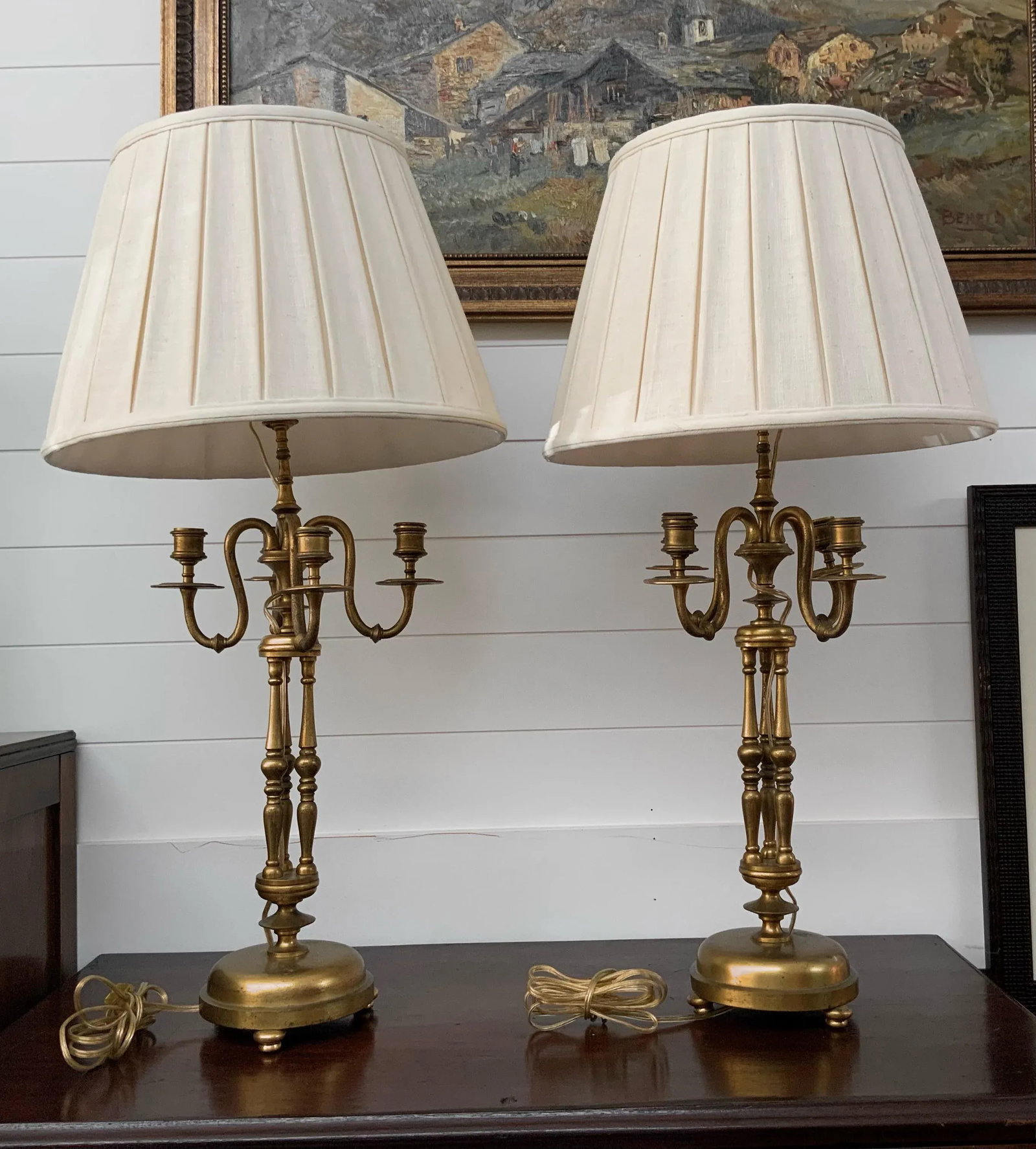Mid 20th Century Brass Table Lamps - a Pair - 7
