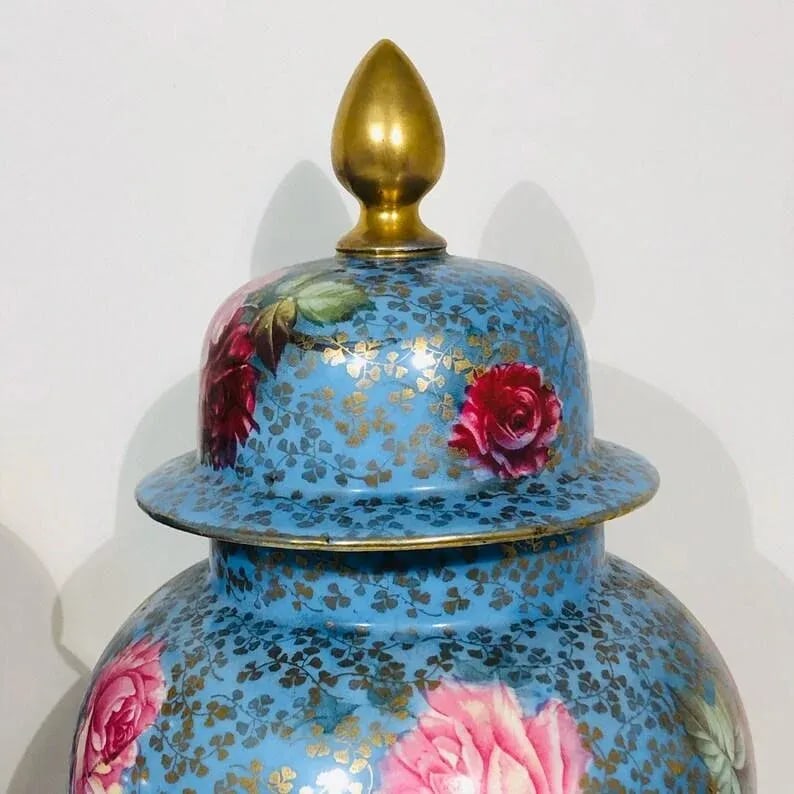 Early 1900s Porcelain Lidded Floral Vases Urns- a Pair - 2