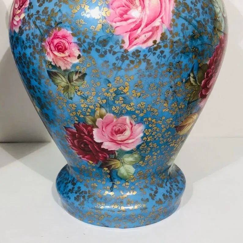 Early 1900s Porcelain Lidded Floral Vases Urns- a Pair - 3