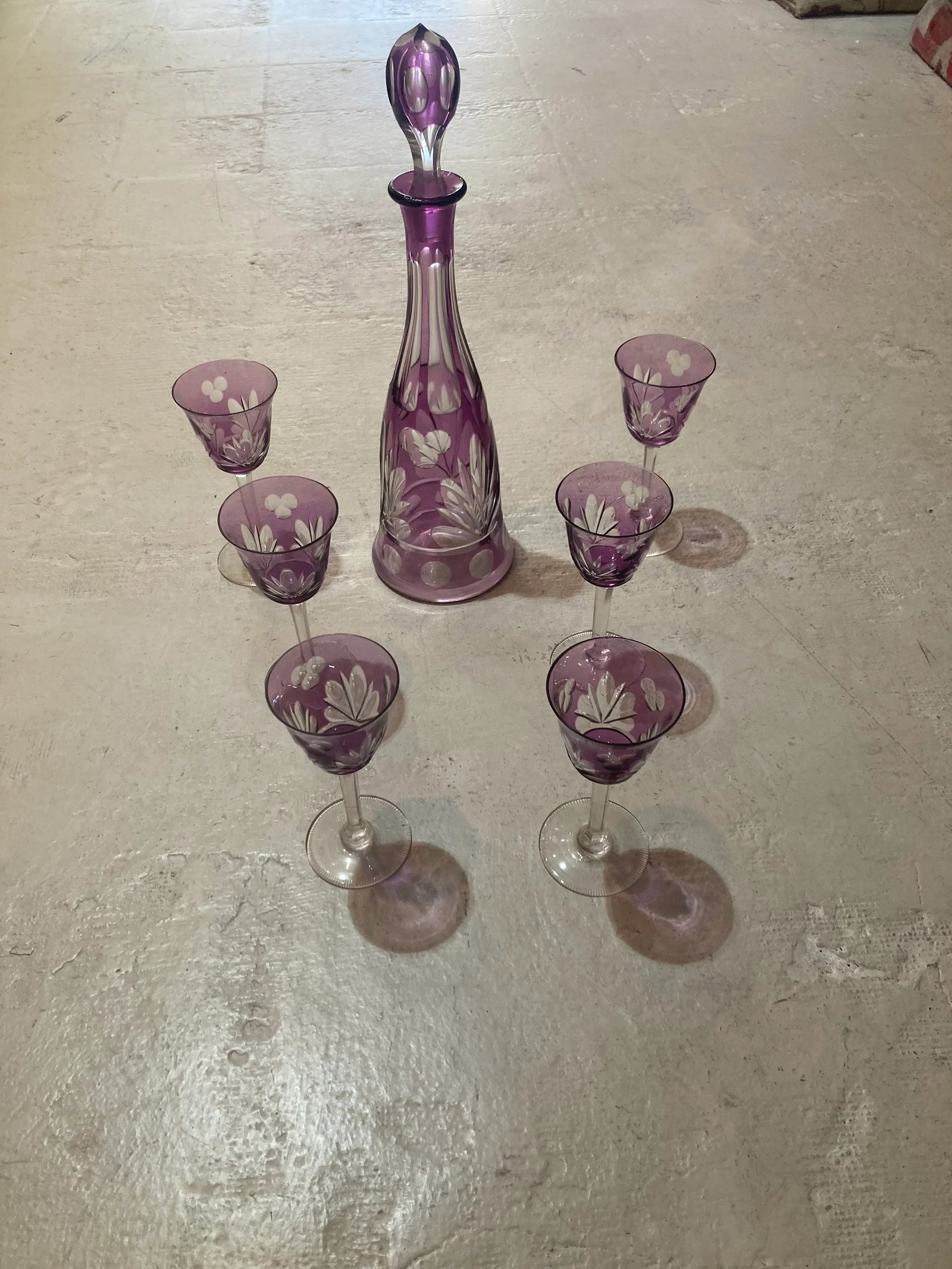 Vintage Chrystal Bohemian-Style Cocktail Set- 7 Pieces - 2