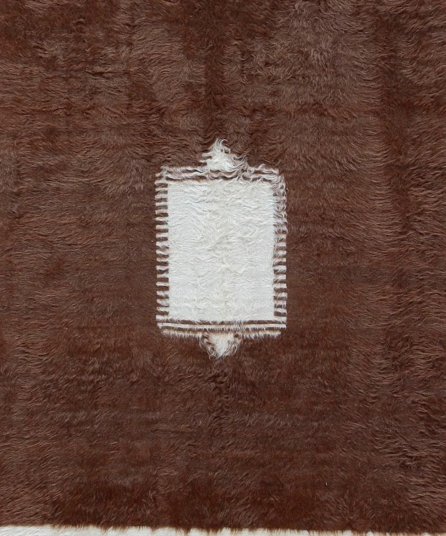 Vintage Turkish Brown Mohair Rug - 4' X 6'2 - 2