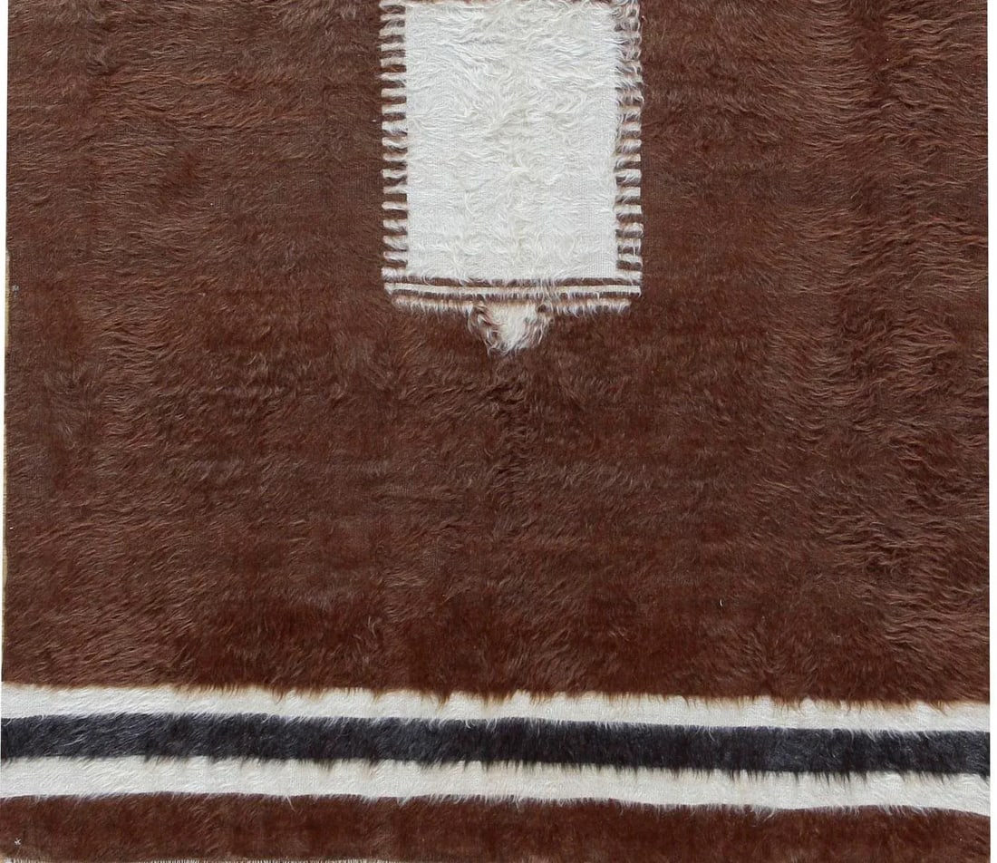 Vintage Turkish Brown Mohair Rug - 4' X 6'2 - 3