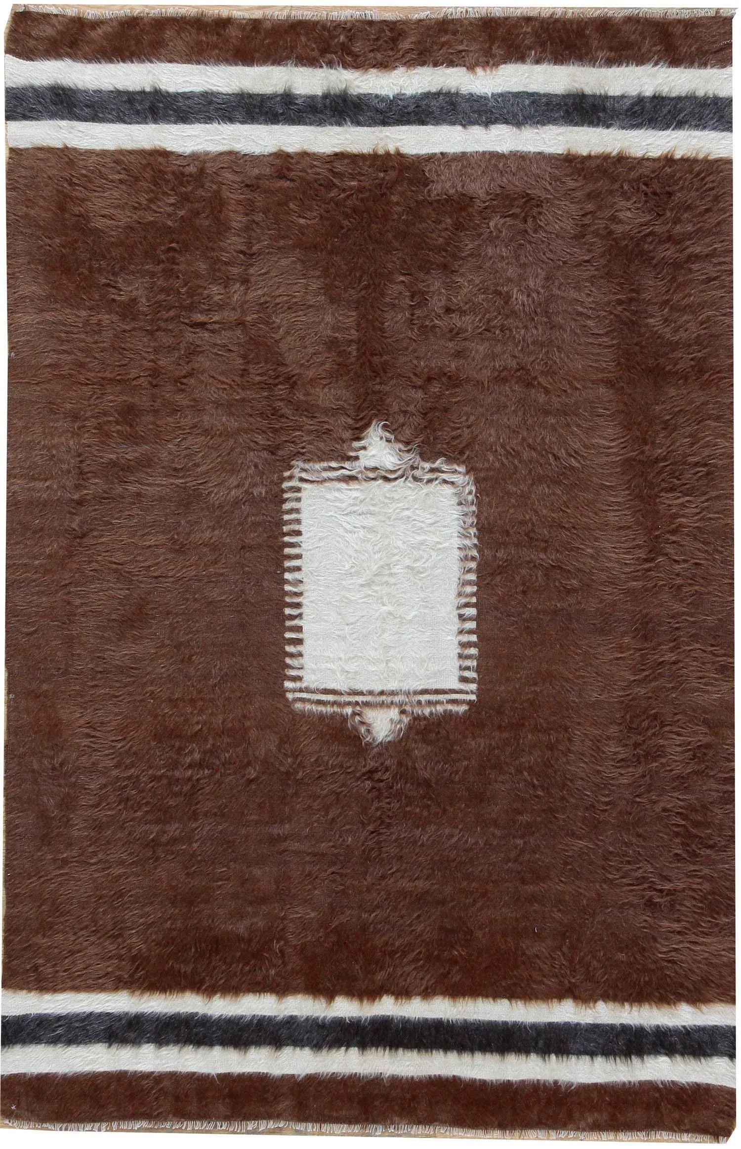 Vintage Turkish Brown Mohair Rug - 4' X 6'2 - 4
